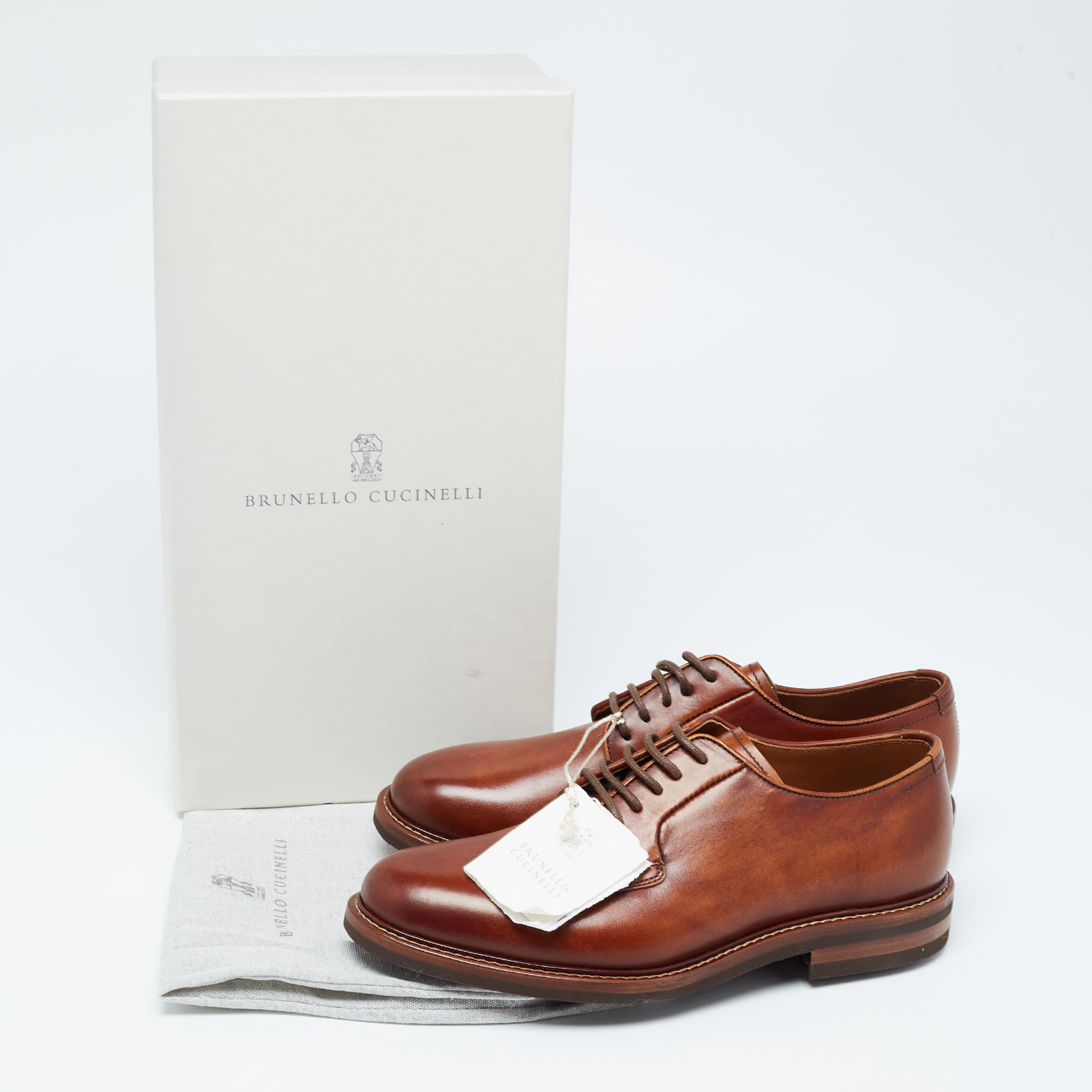 Brunello Cucinelli Brown Leather Lace Up Derby Size 42