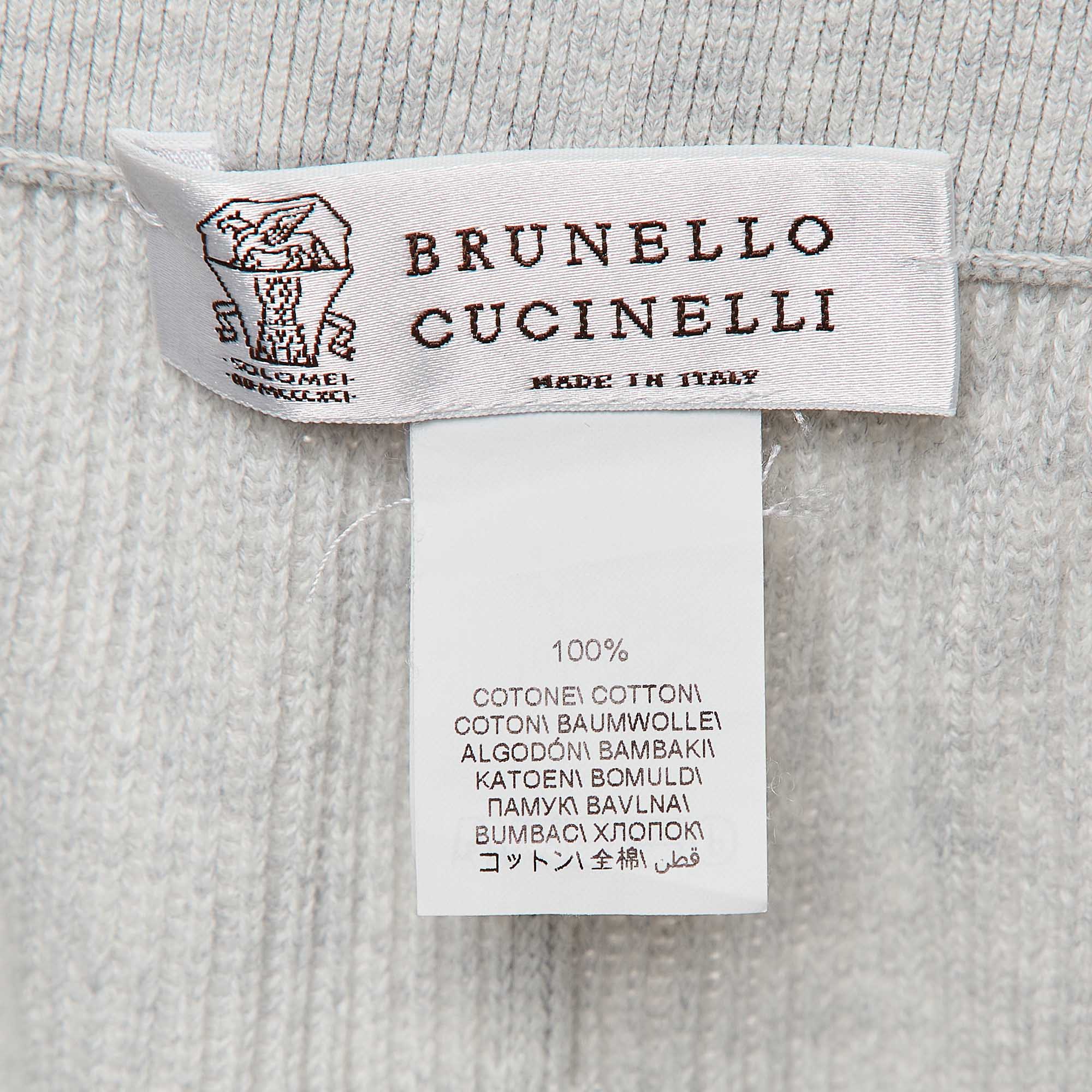 Brunello Cucinelli Grey Cotton Rib Knit Shorts XXL