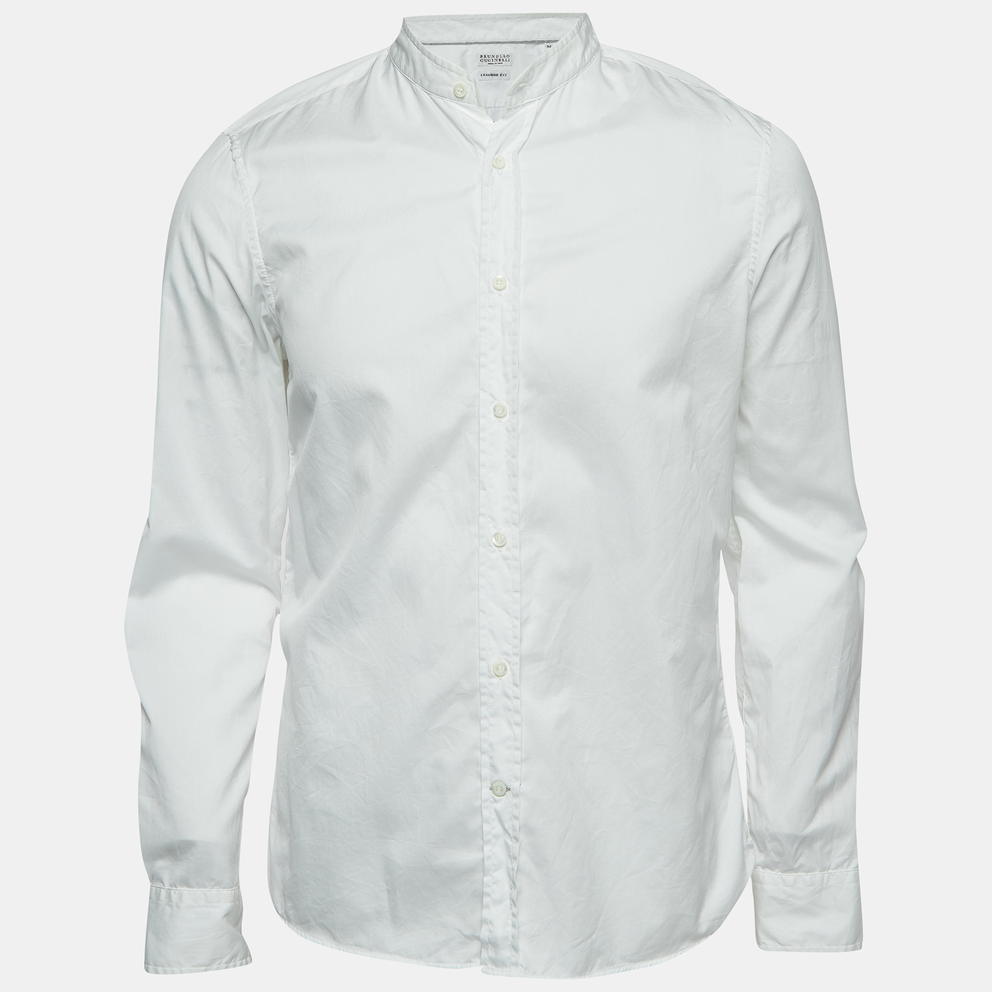 Brunello Cucinelli White Cotton Leisure Fit Full Sleeve Shirt M