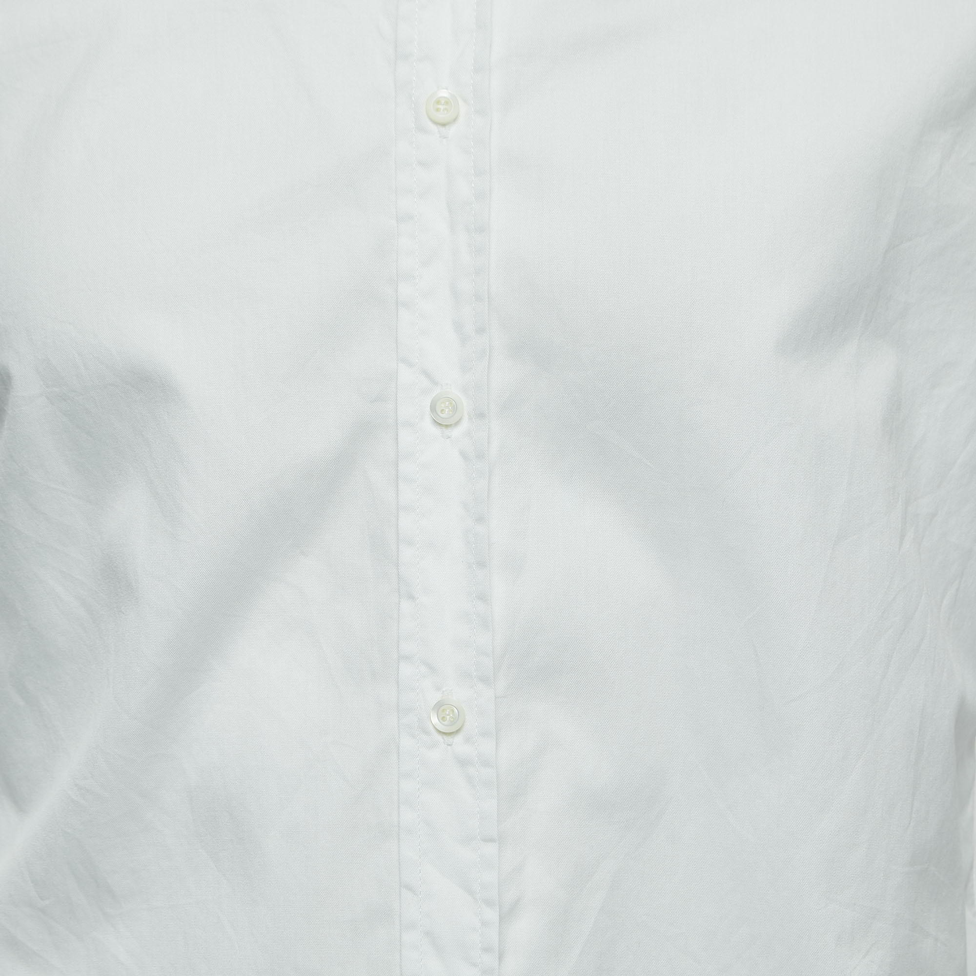 Brunello Cucinelli White Cotton Leisure Fit Full Sleeve Shirt M