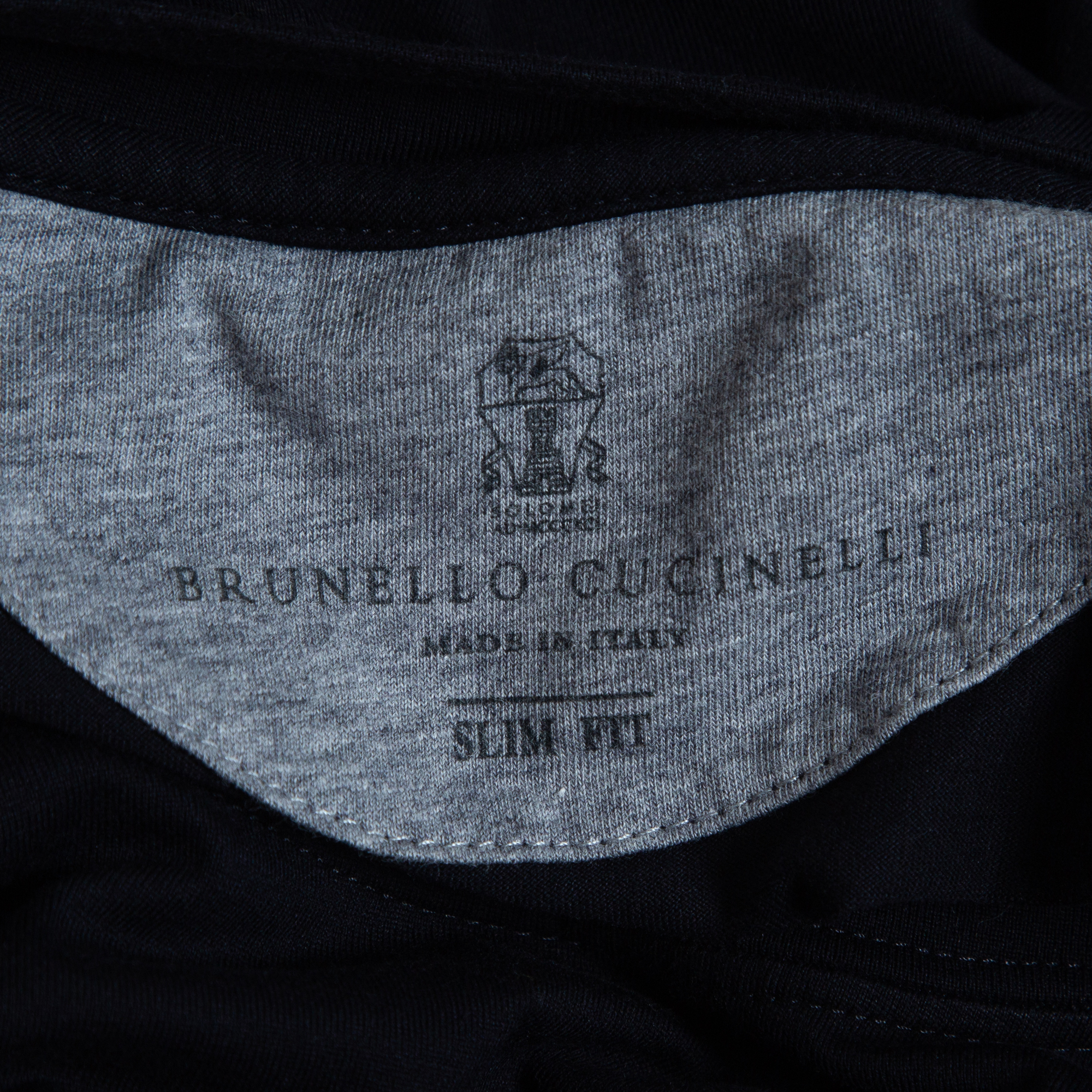 Brunello Cucinelli Navy Blue Printed Cotton T-Shirt XL