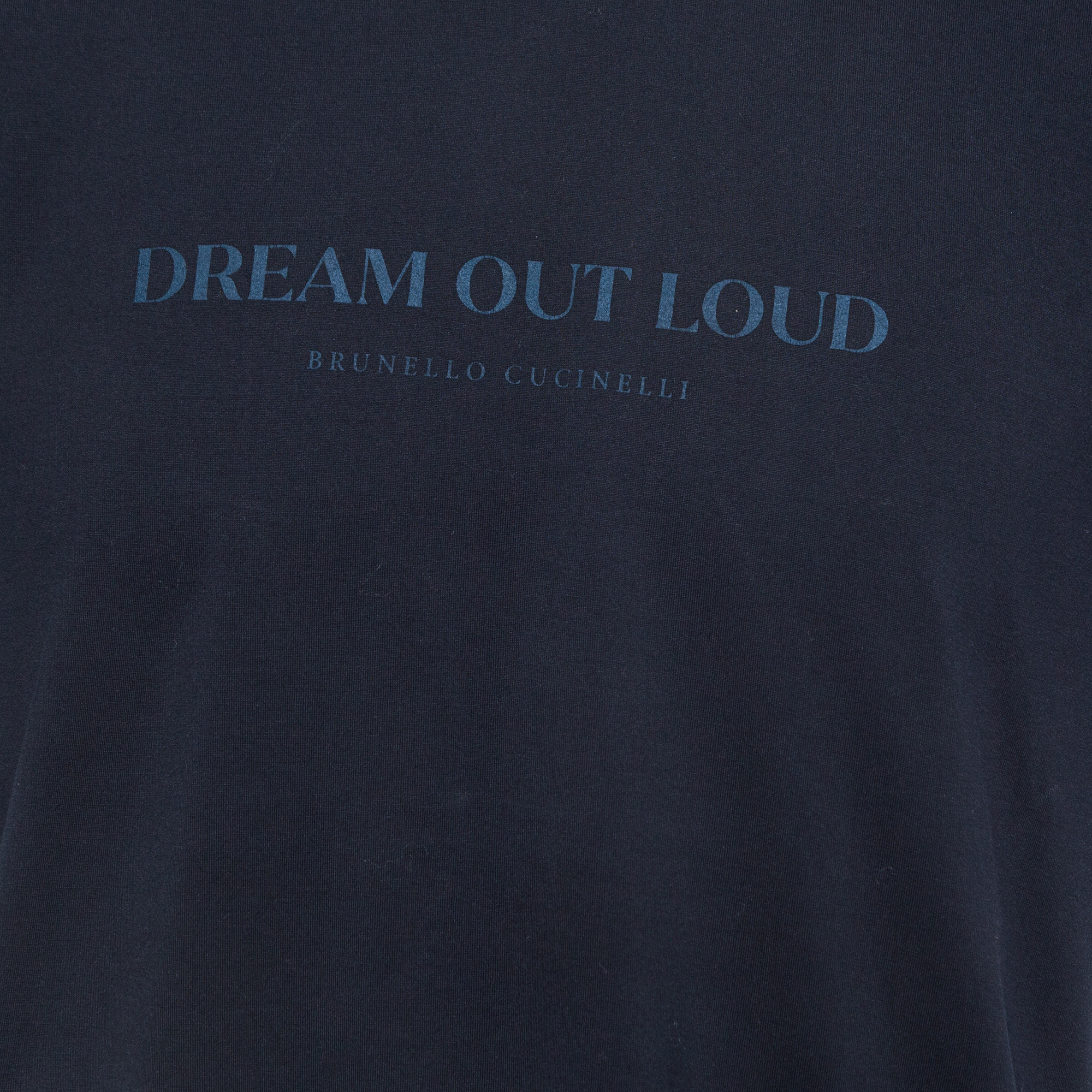Brunello Cucinelli Navy Blue Printed Cotton T-Shirt XL
