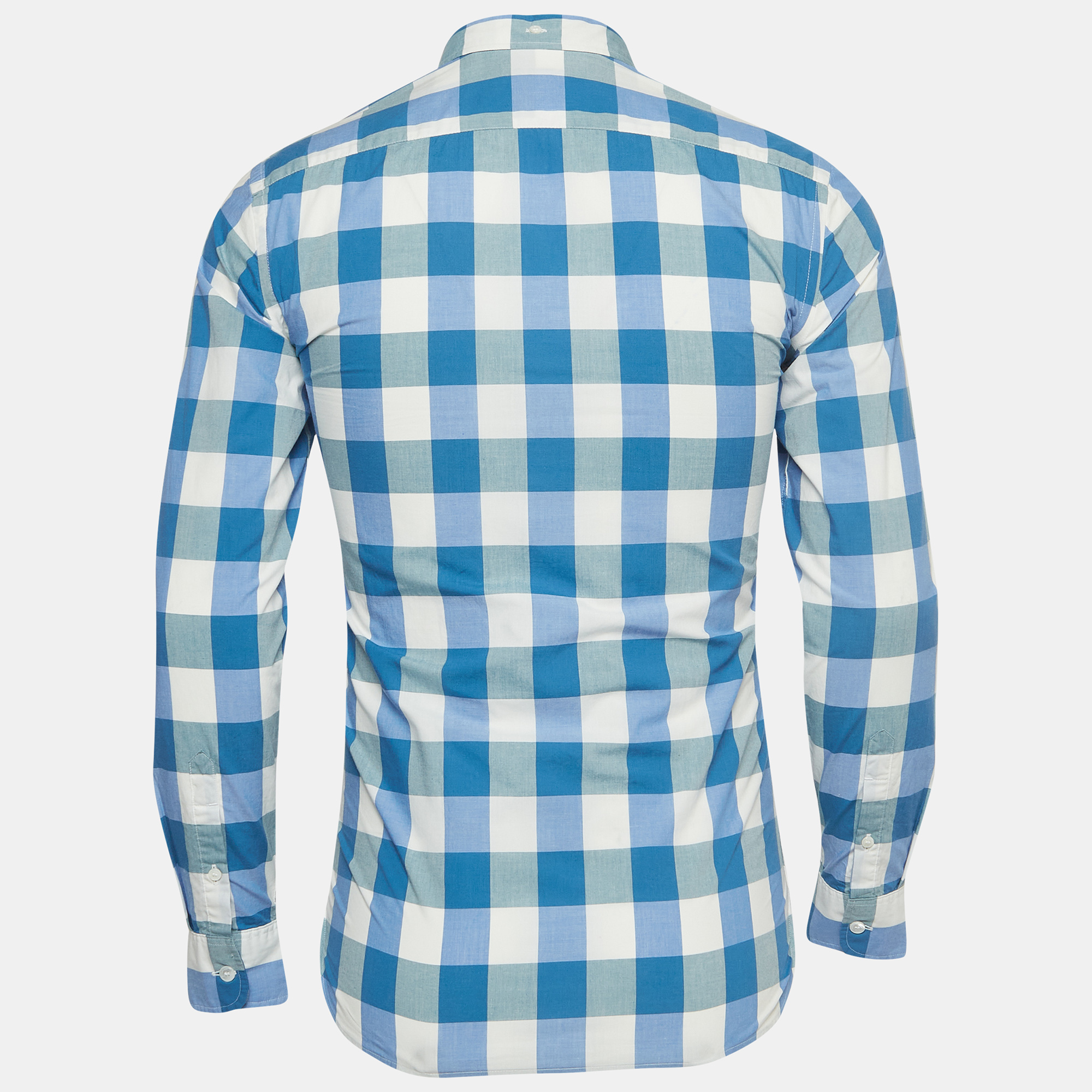 Burberry Brit Blue Checked Cotton Button Down Collar Shirt XS