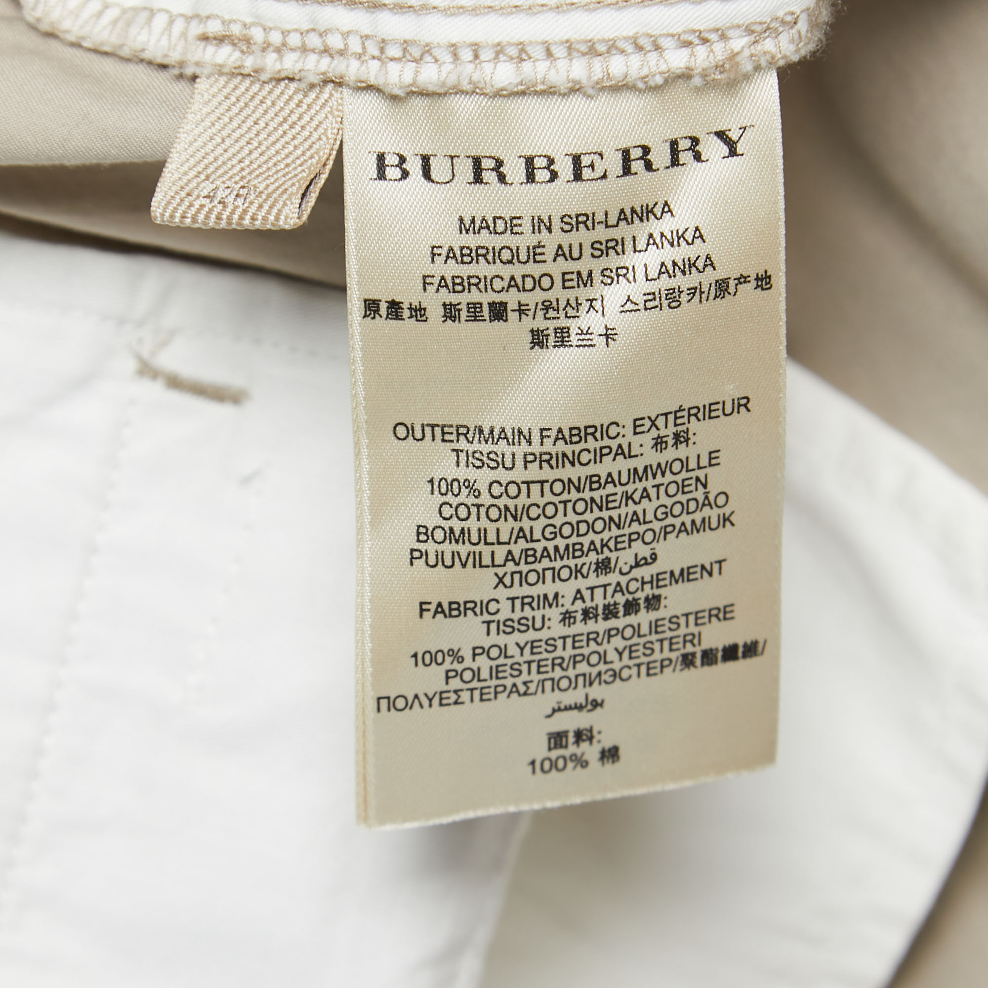 Burberry Brit Beige Cotton Albany Regular Fit Trousers 4XL
