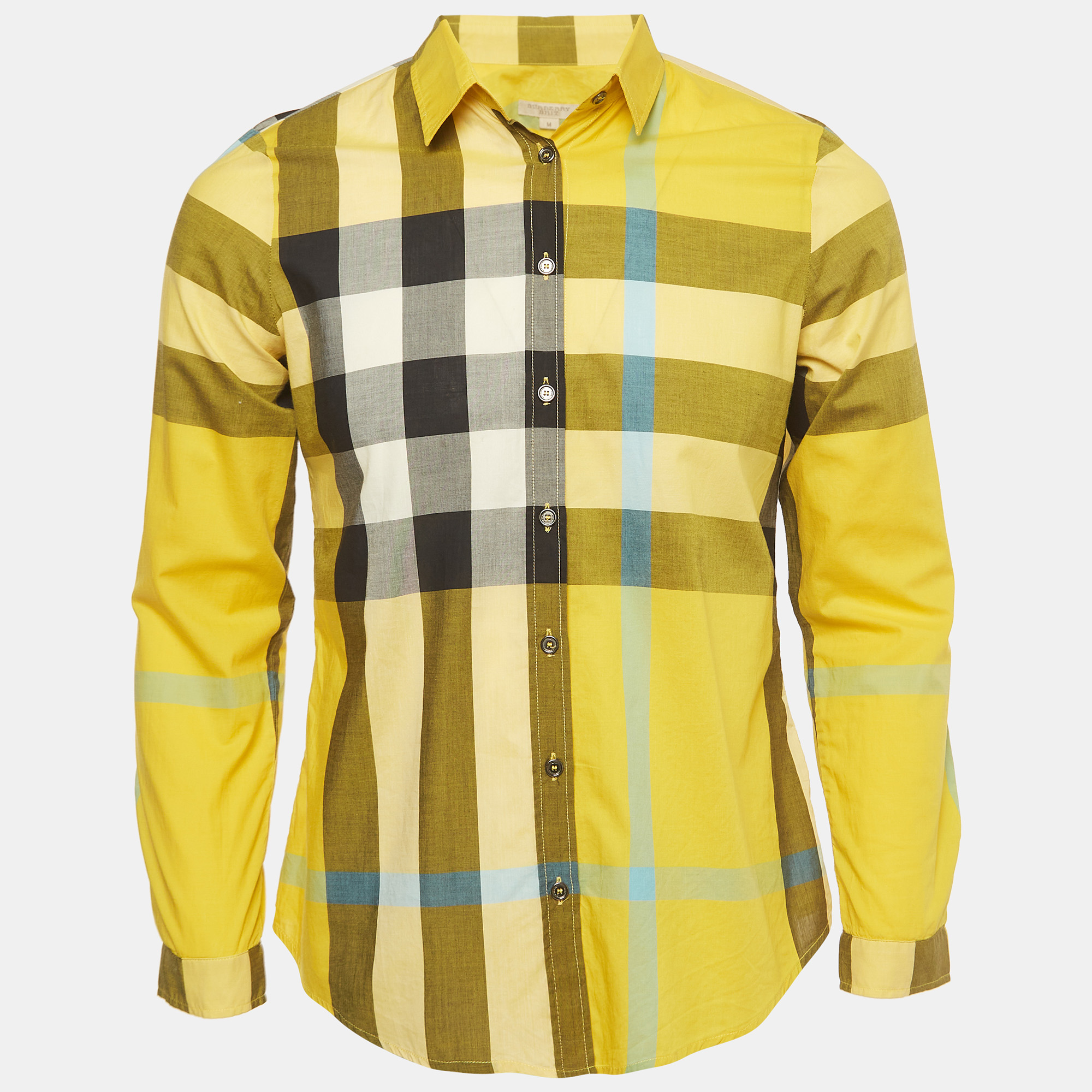 Burberry Brit Yellow Checked Cotton Button Front Shirt M