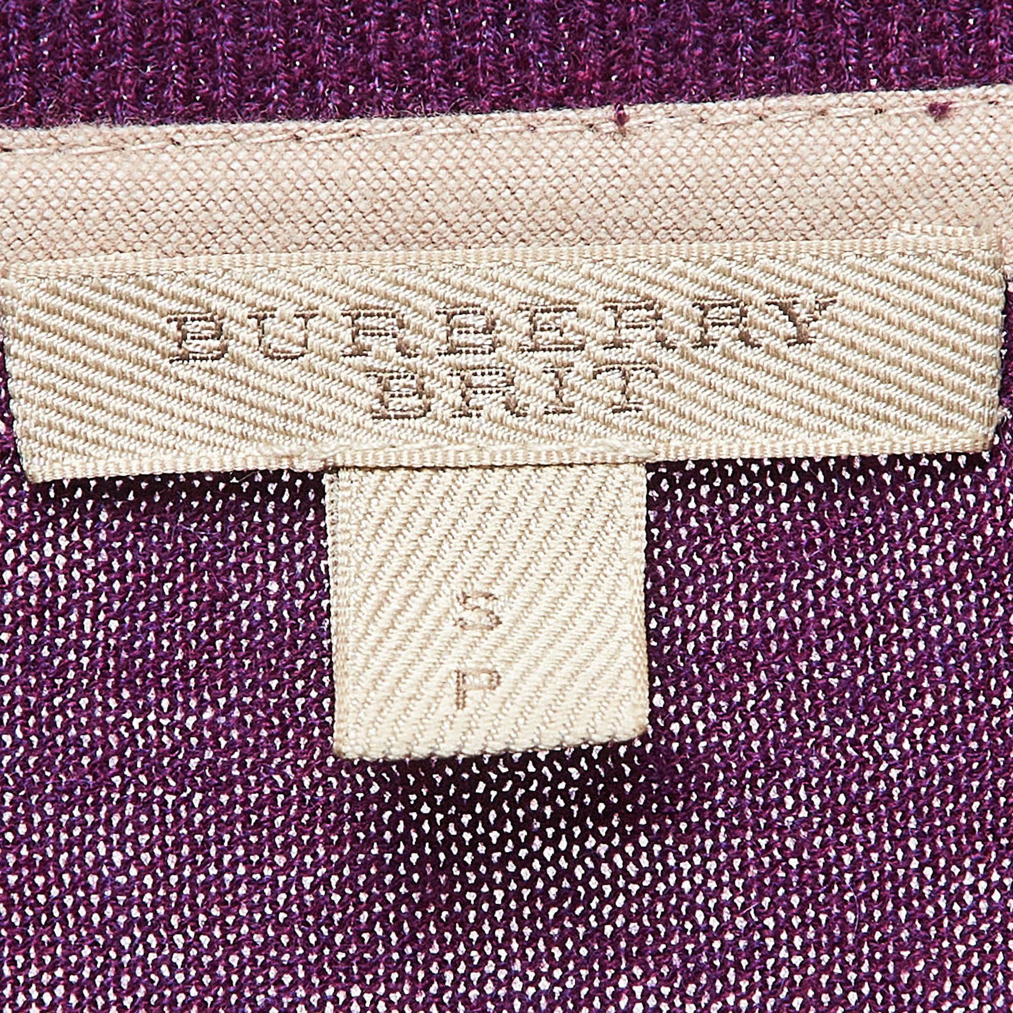 Burberry Brit Purple Wool & Cotton Knit Contrast Trim Sweatshirt S