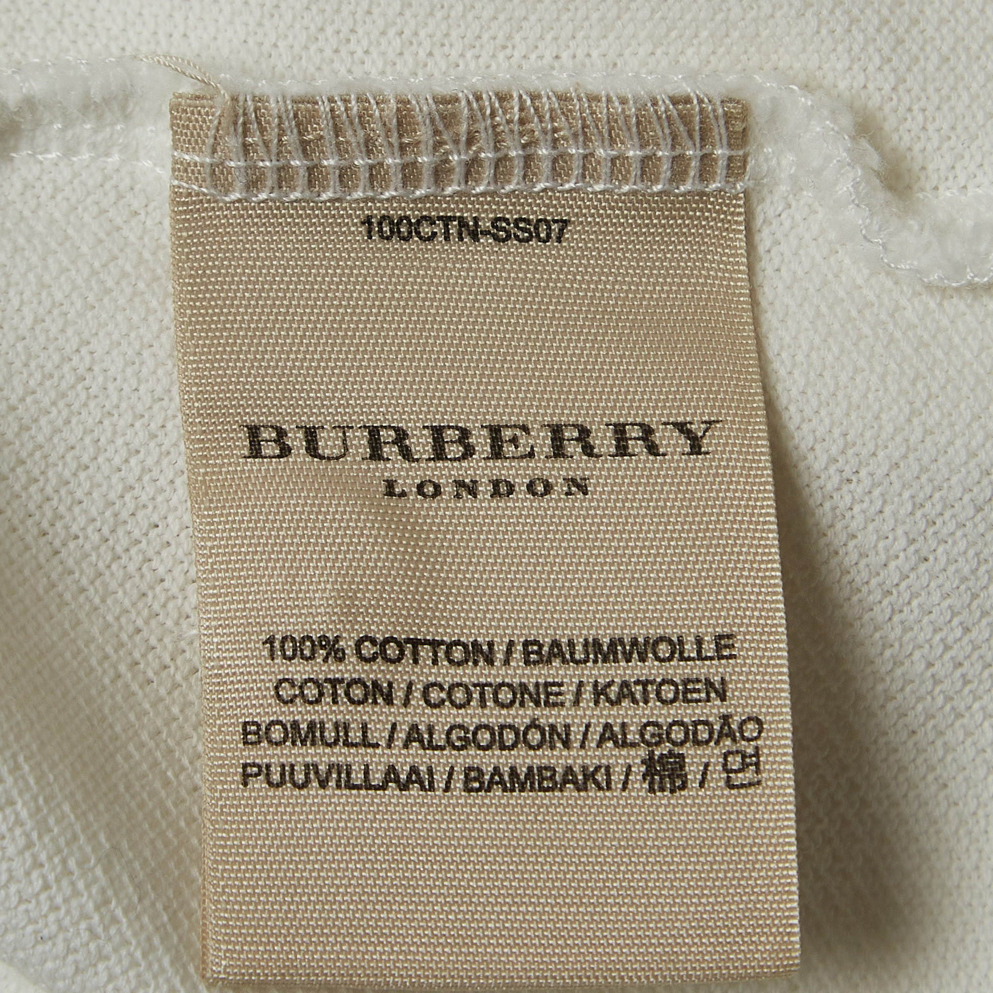Burberry White Logo Embroidered Cotton Pique Slim Fit Polo T-Shirt S