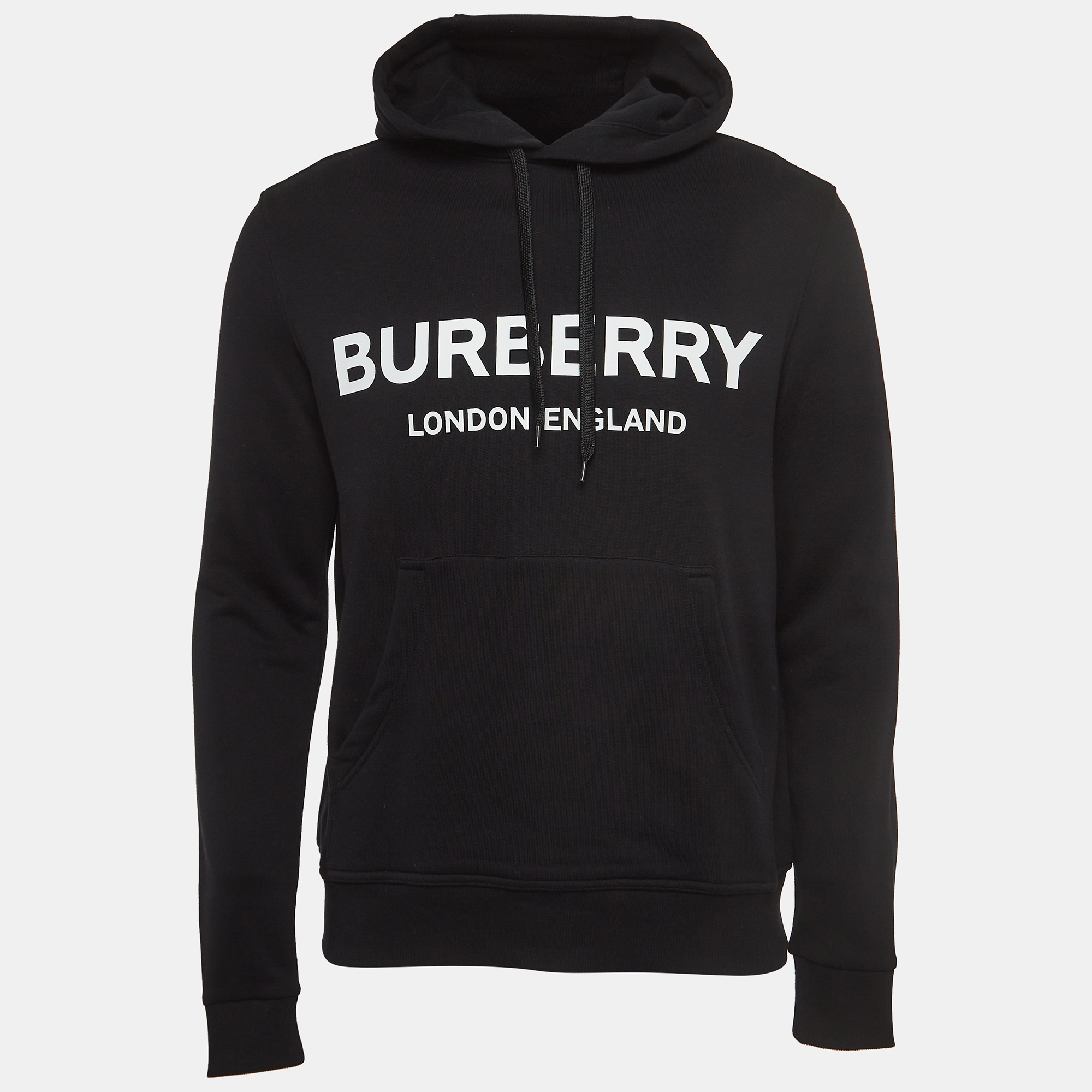 

Burberry Black Logo Print Cotton Knit Hoodie