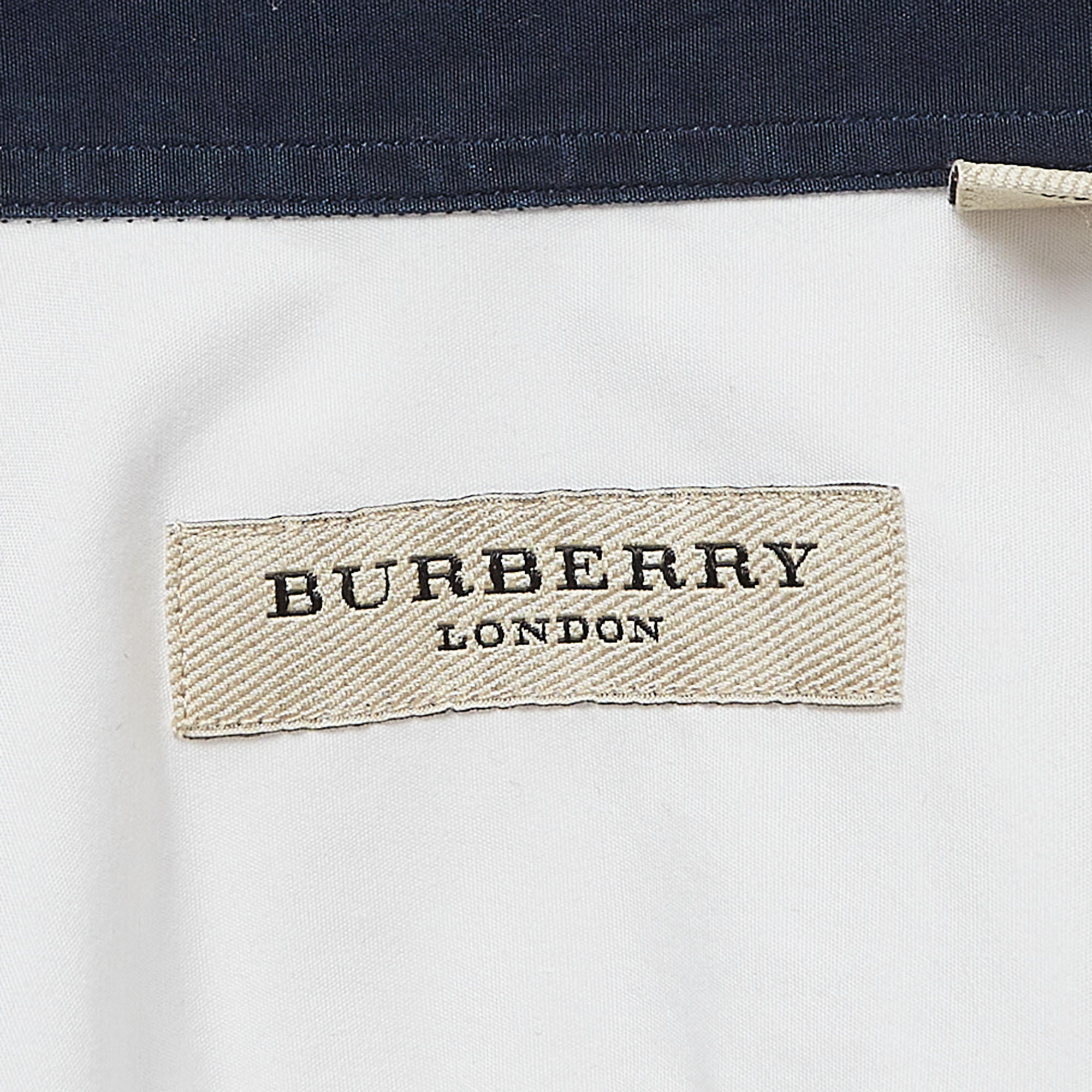 Burberry London White Contrast Collar And Placket Cotton Shirt M