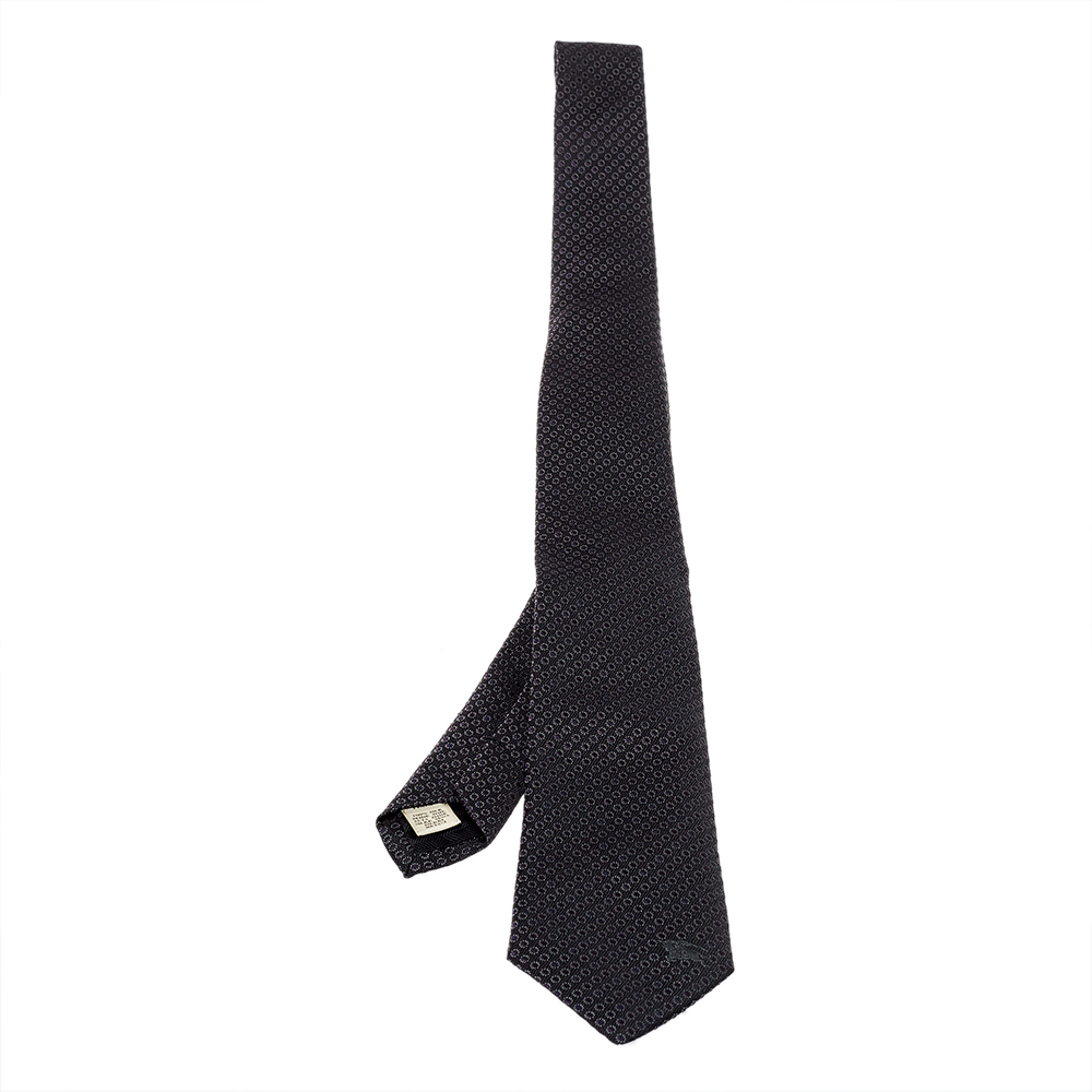 Burberry Black Jacquard Pattern Rohan Silk Tie