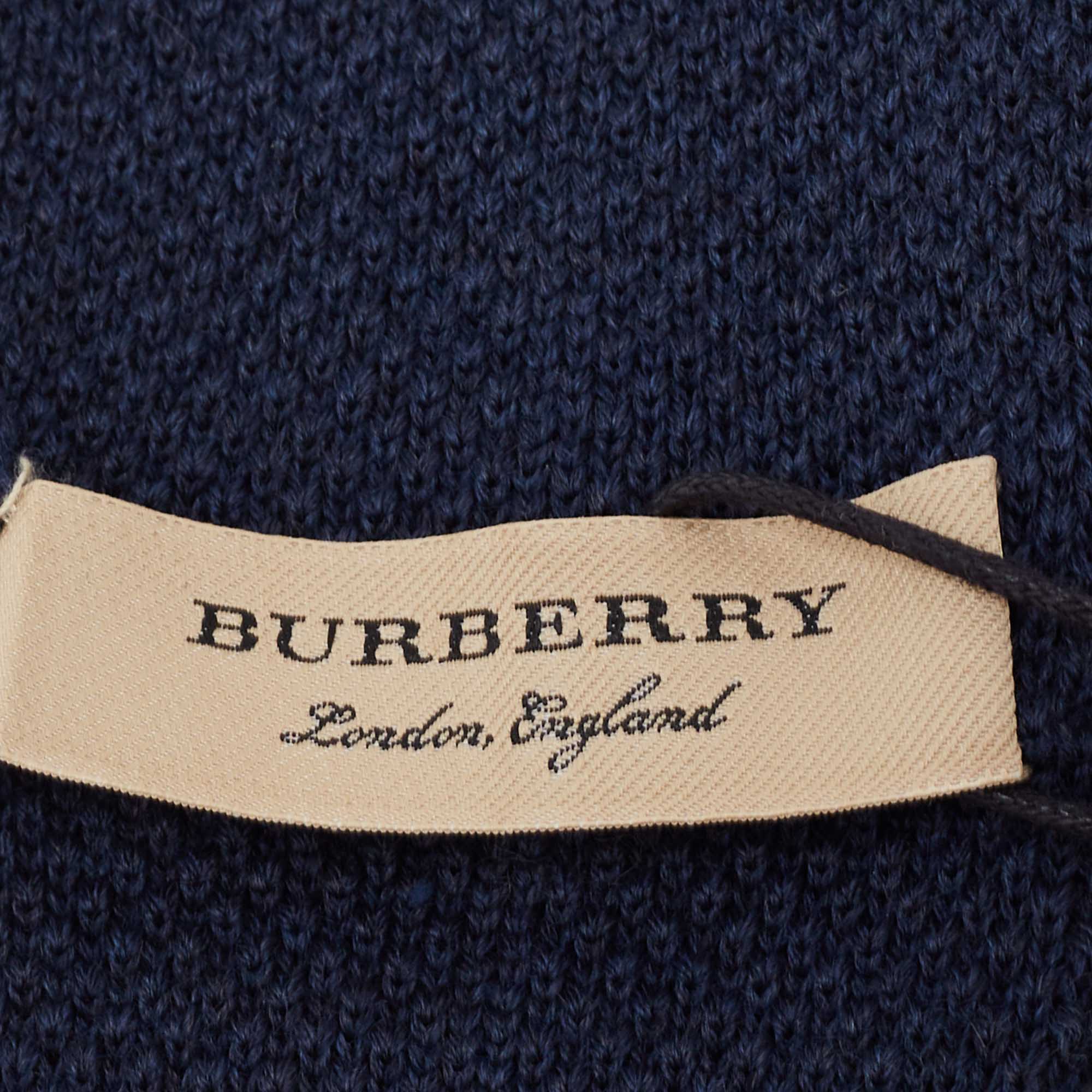 Burberry Navy Blue Kennet Wool Knit Slim Tie