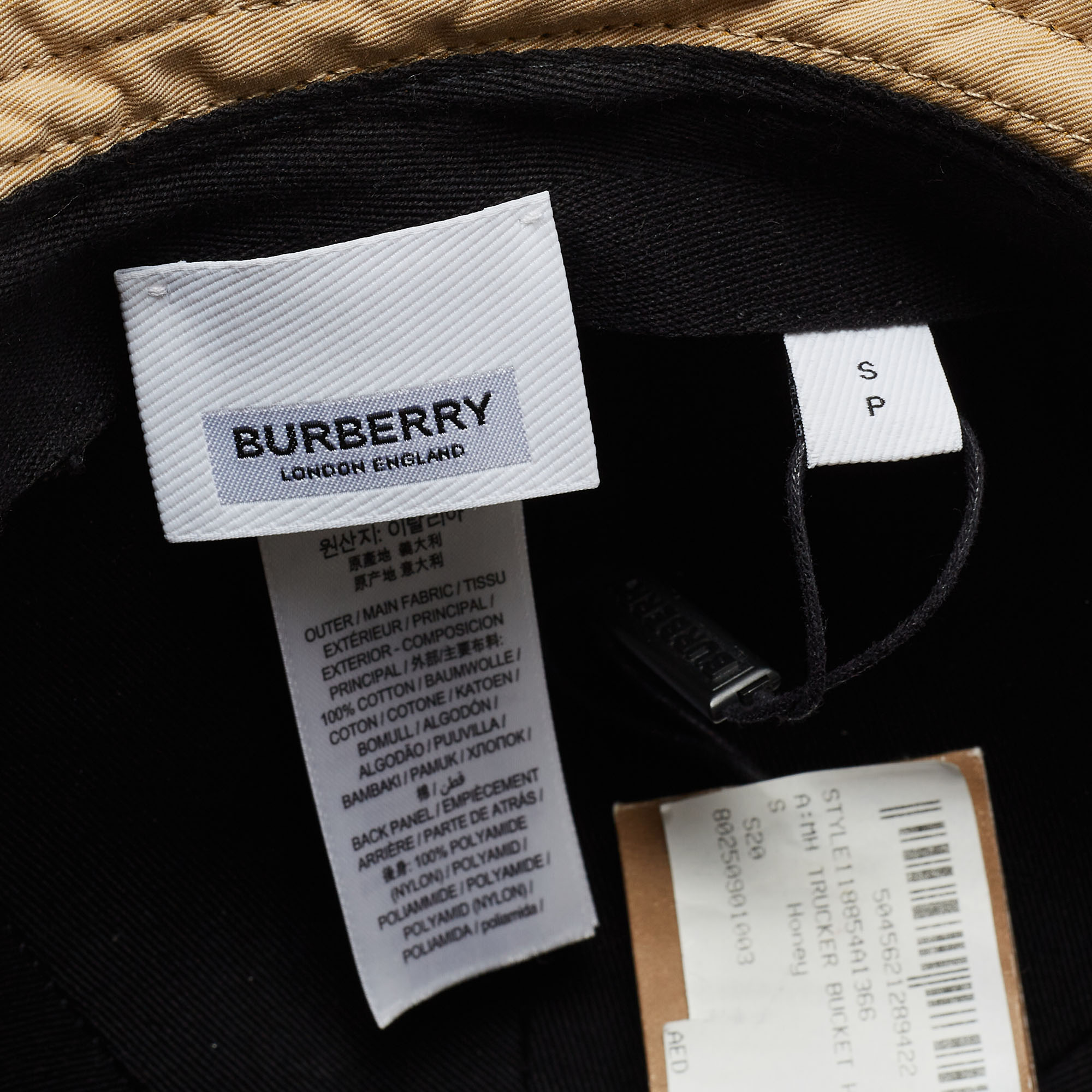 Burberry Beige Cotton & Mesh Trucker Bucket Hat S