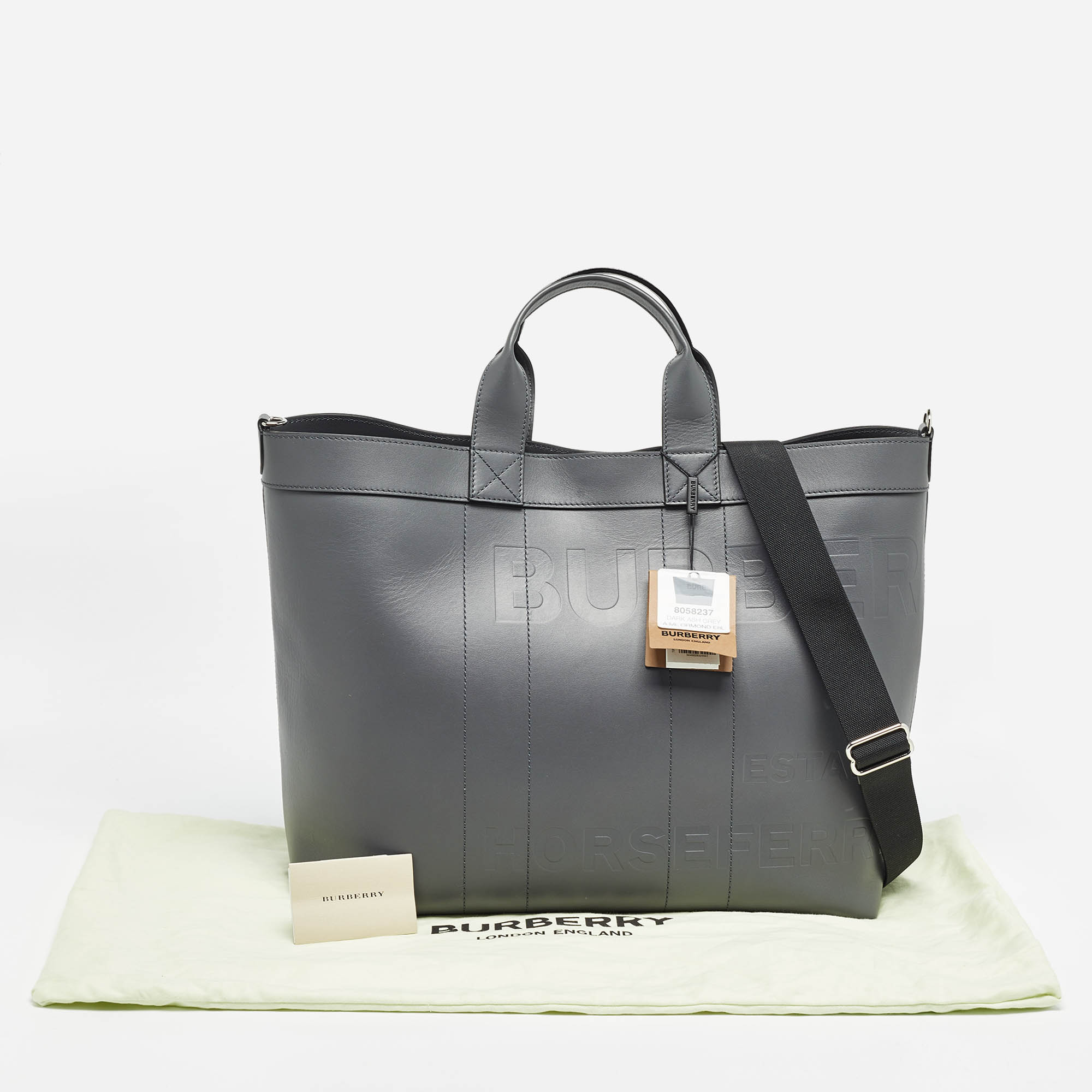 Burberry Ash Grey Leather Ormond Tote