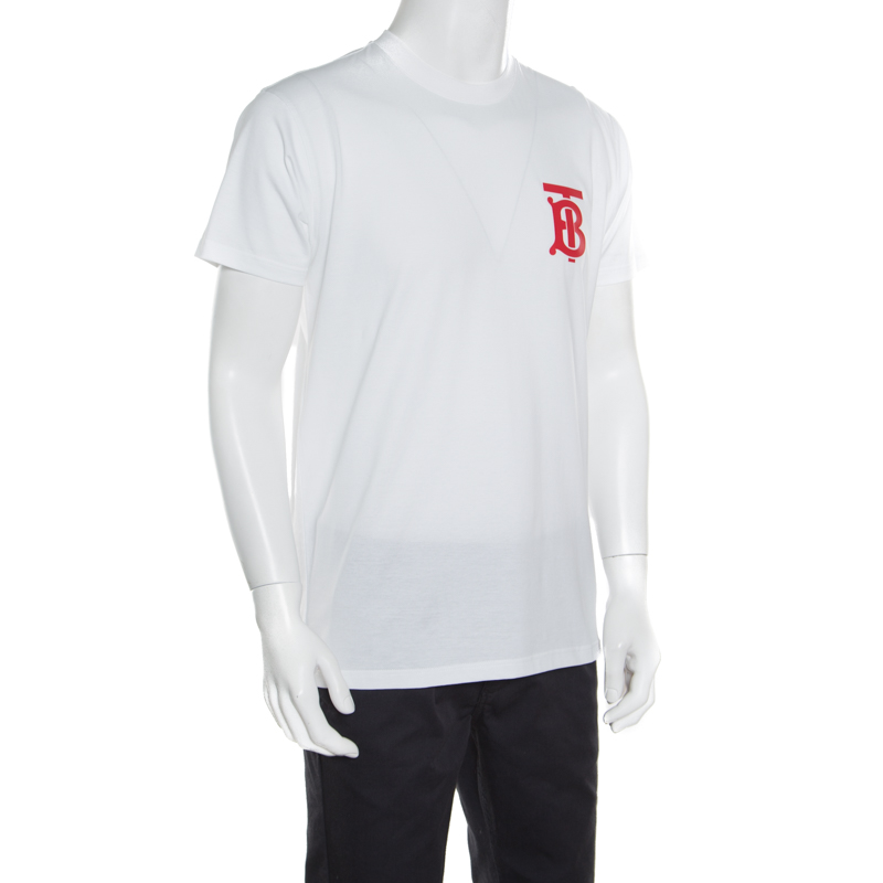 Burberry White B series Monogram Logo Detail Limited Edition Crew Neck T Shirt XXS