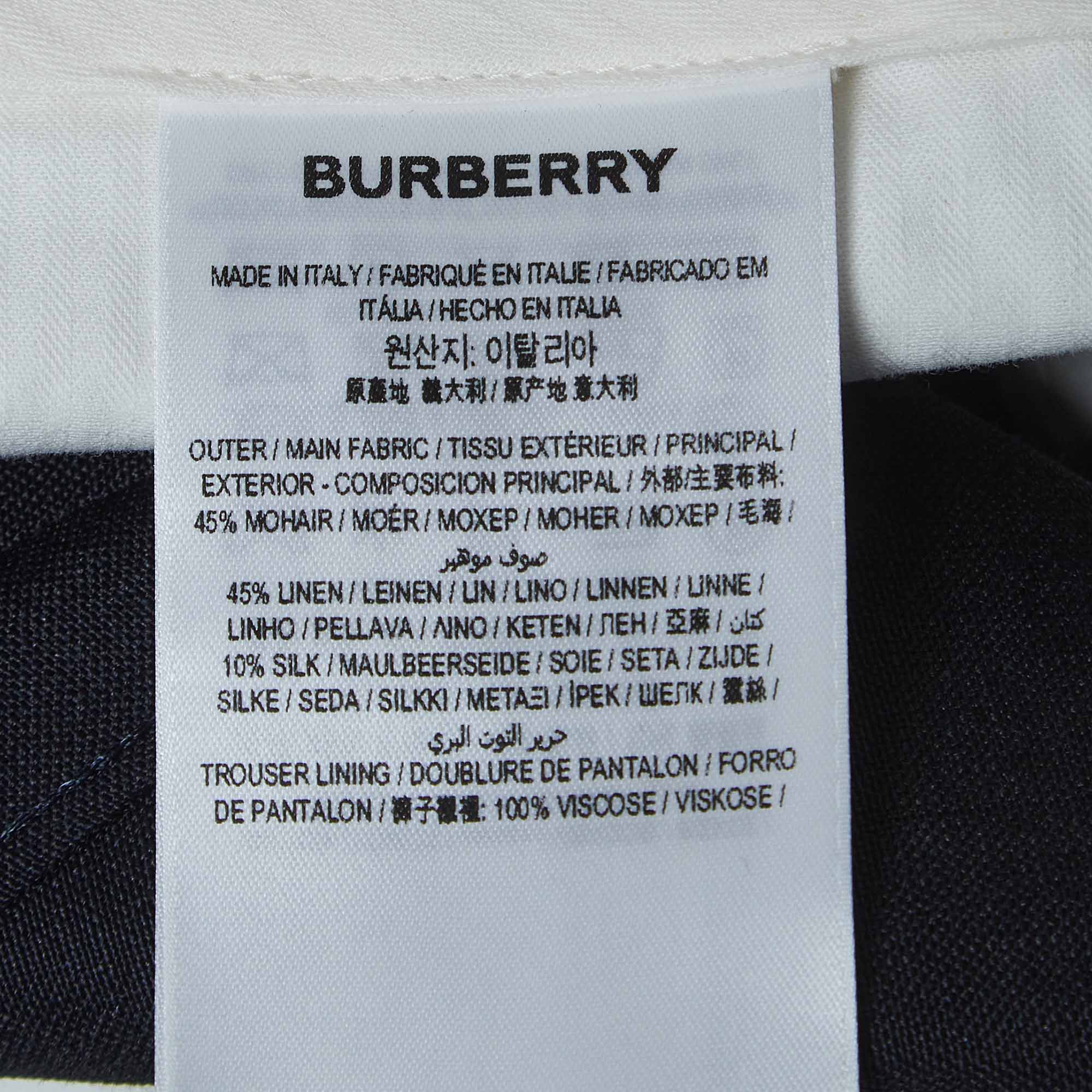 Burberry Navy Blue Linen Blend Classic Trousers M