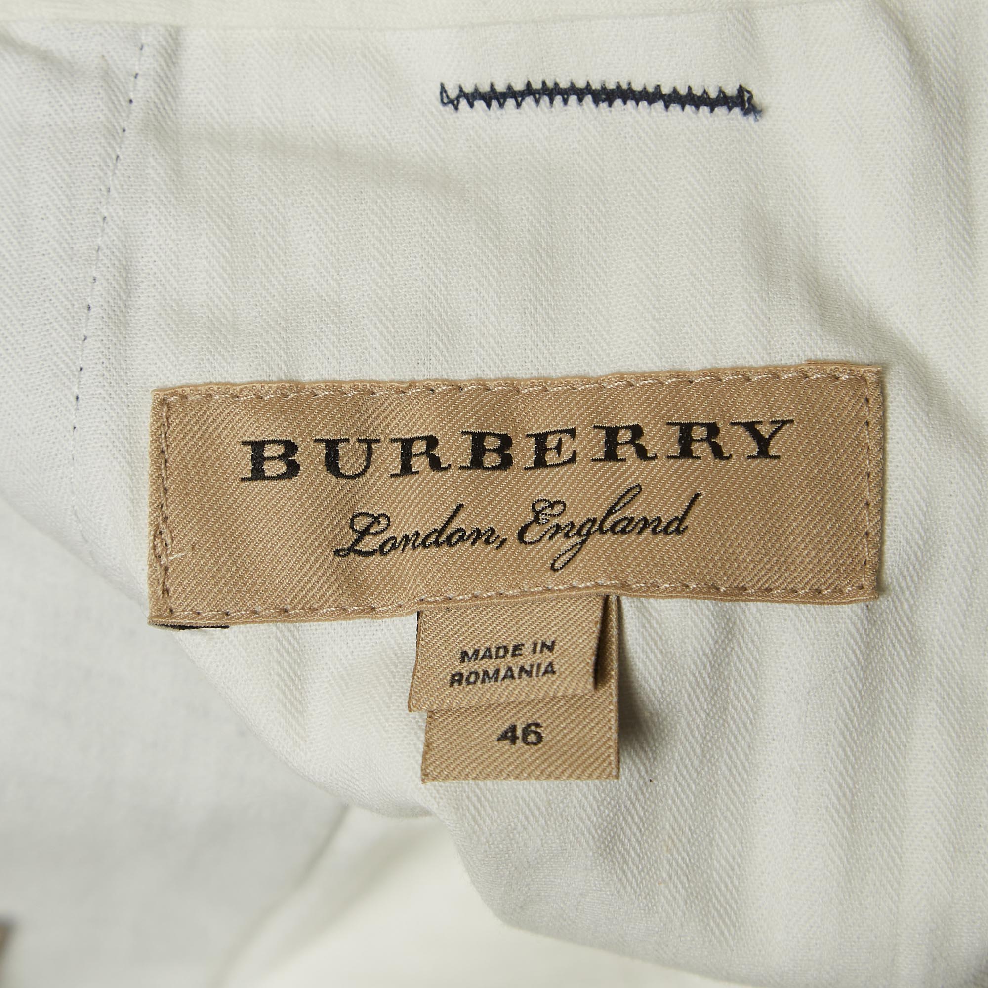 Burberry Navy Blue Cotton Formal Trousers S