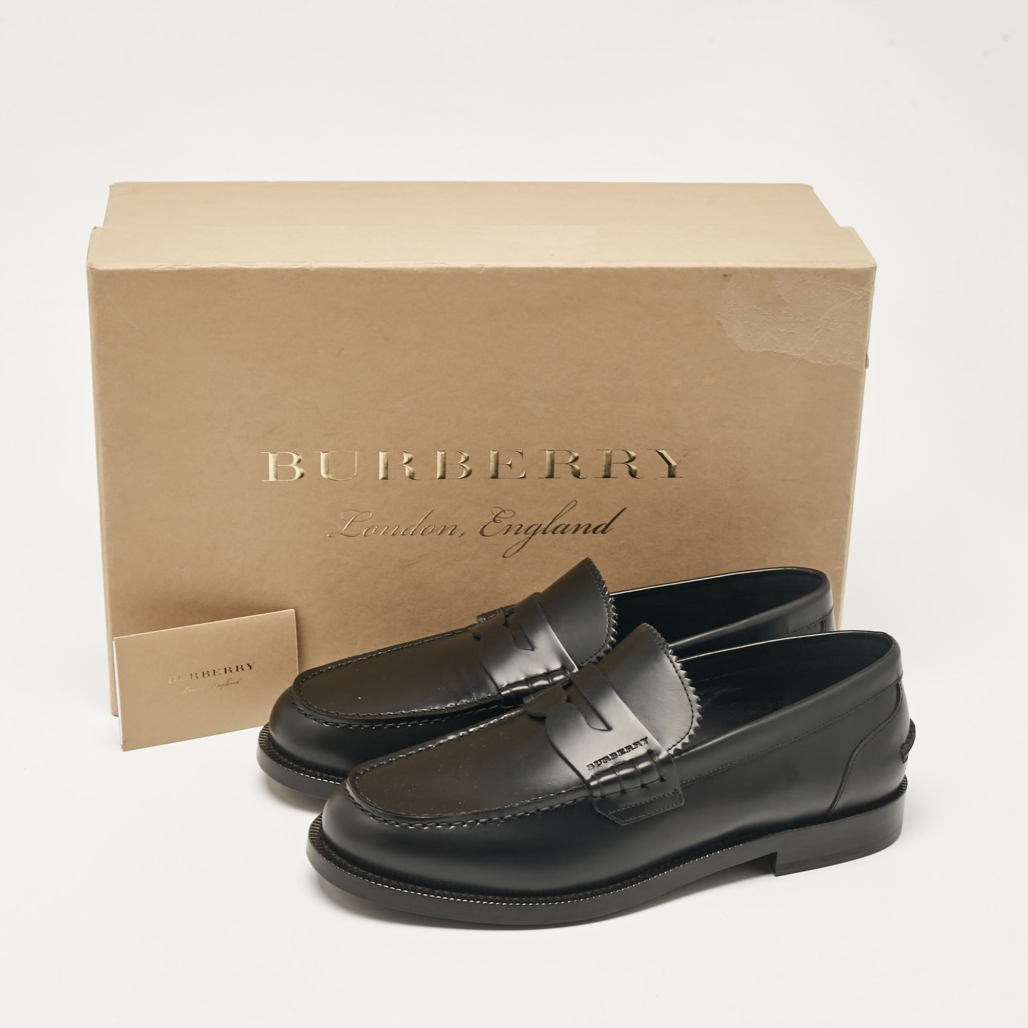 Burberry Black Leather Bedmont Loafers Size 39.5