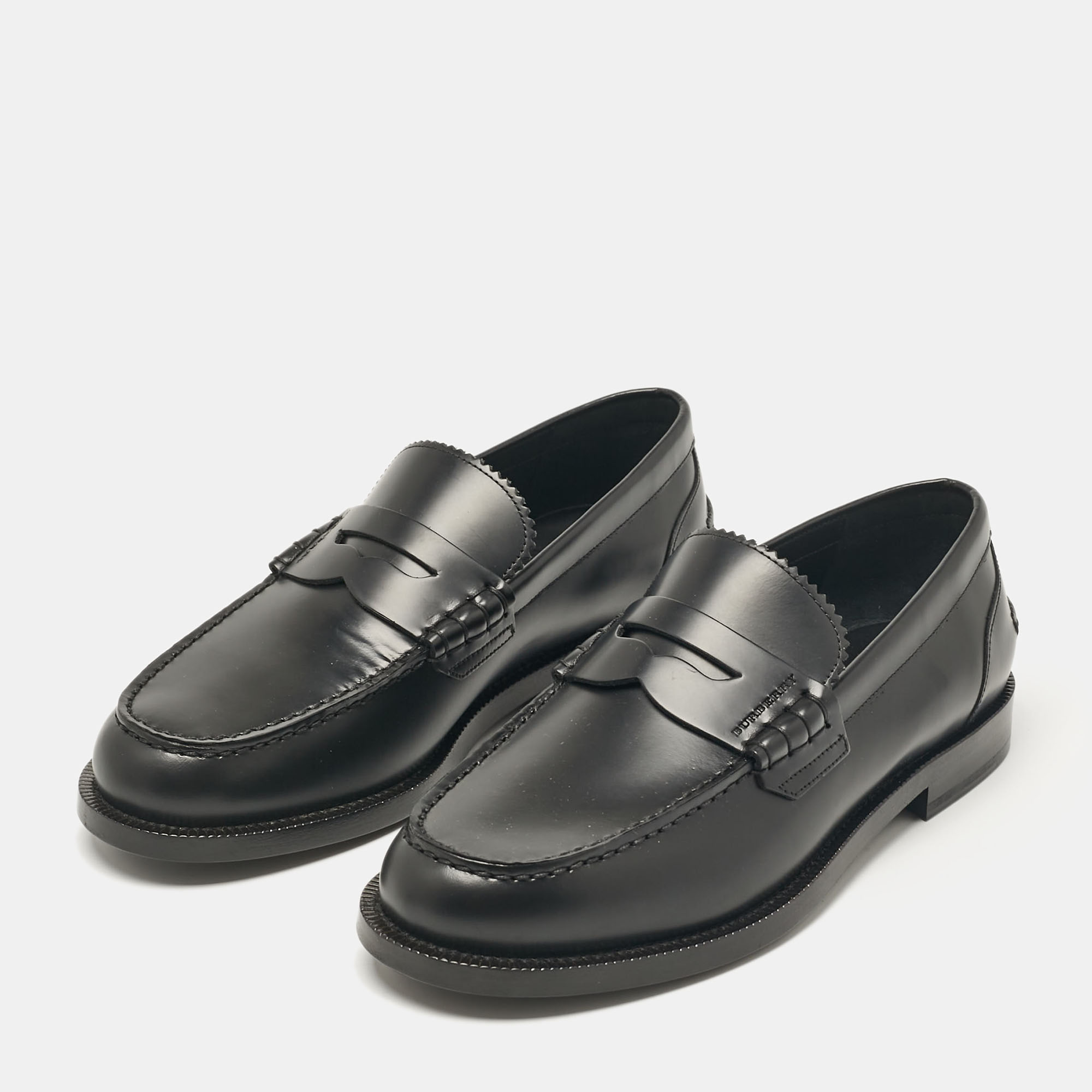 Burberry Black Leather Bedmont Loafers Size 39.5