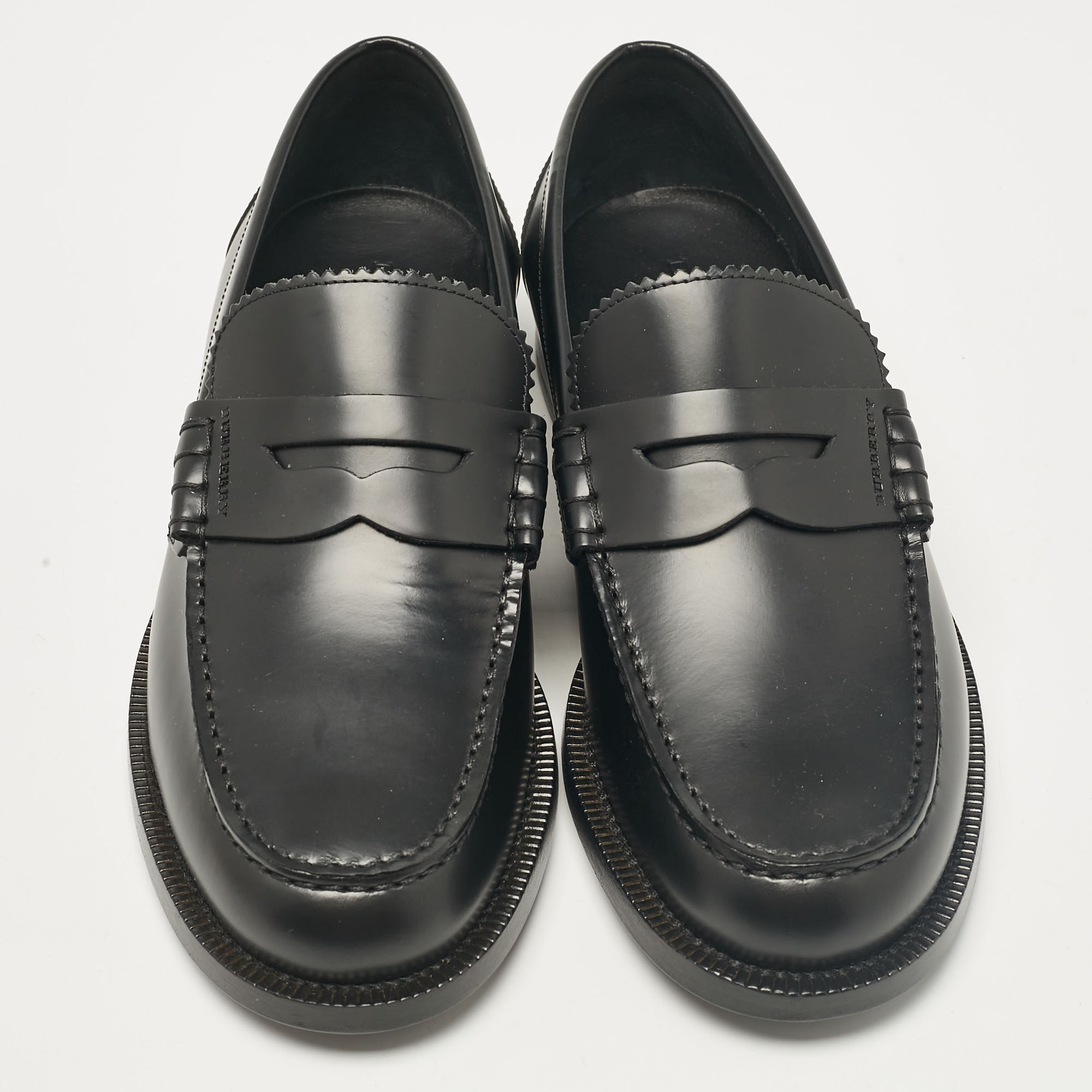 Burberry Black Leather Bedmont Loafers Size 39.5