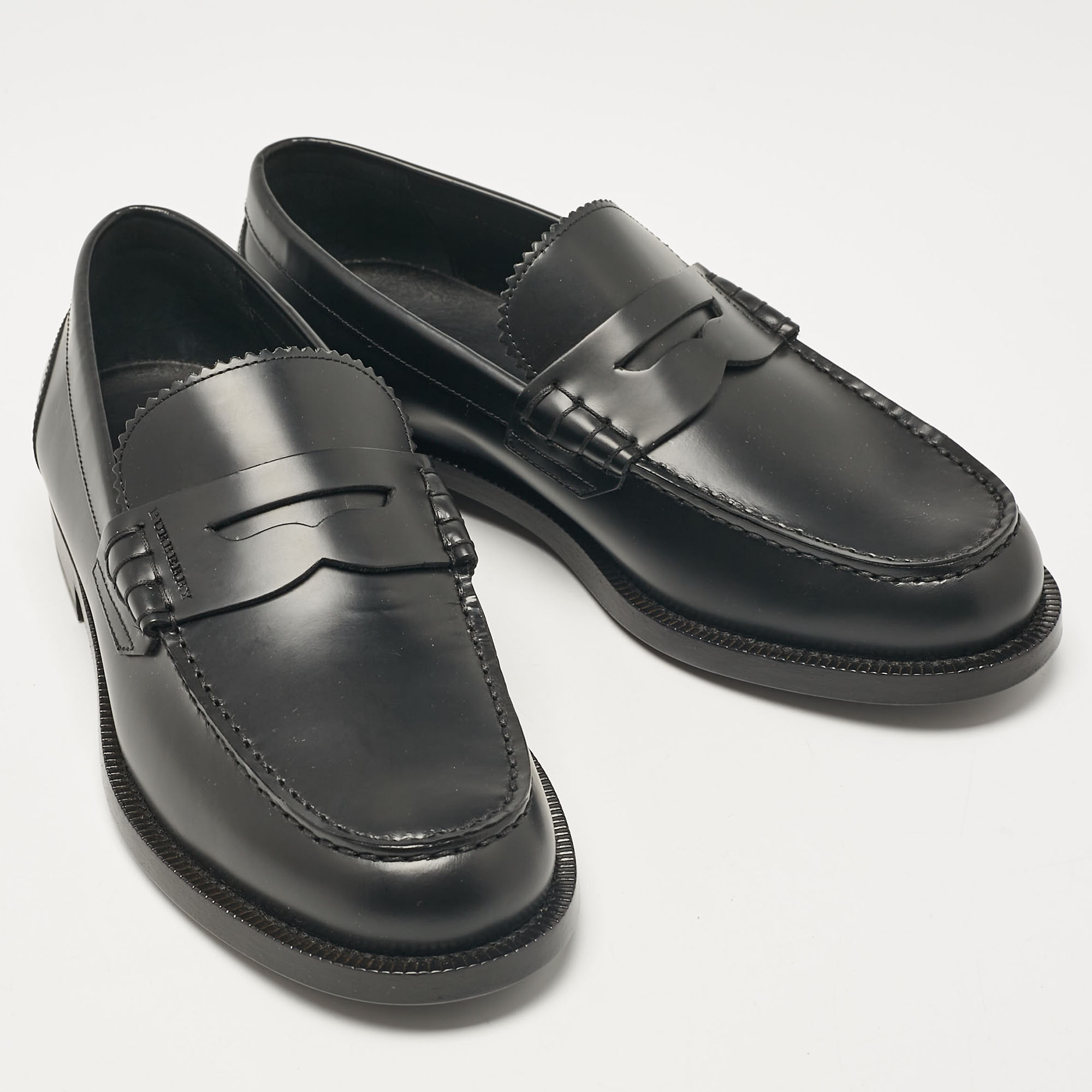 Burberry Black Leather Bedmont Loafers Size 39.5