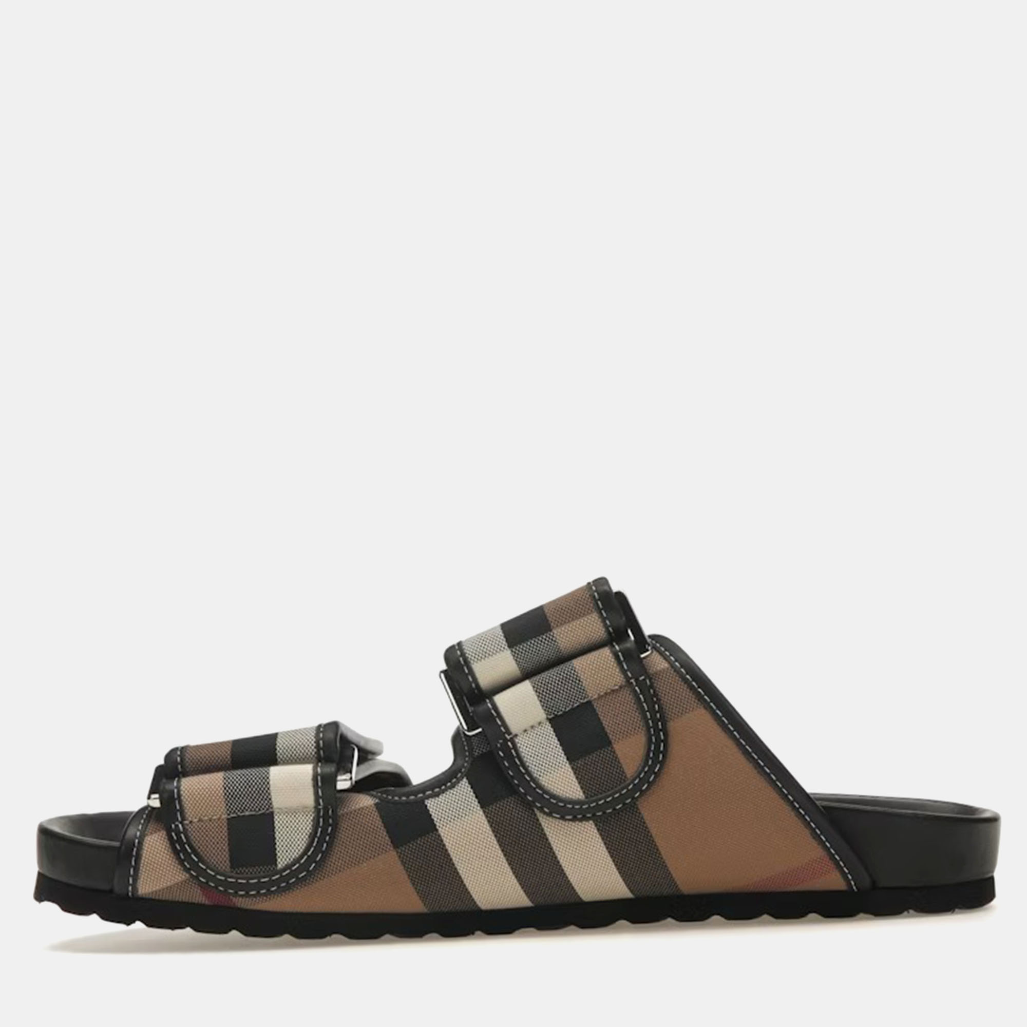 Burberry Birch Brown/Black Check Sandals Size EU 41