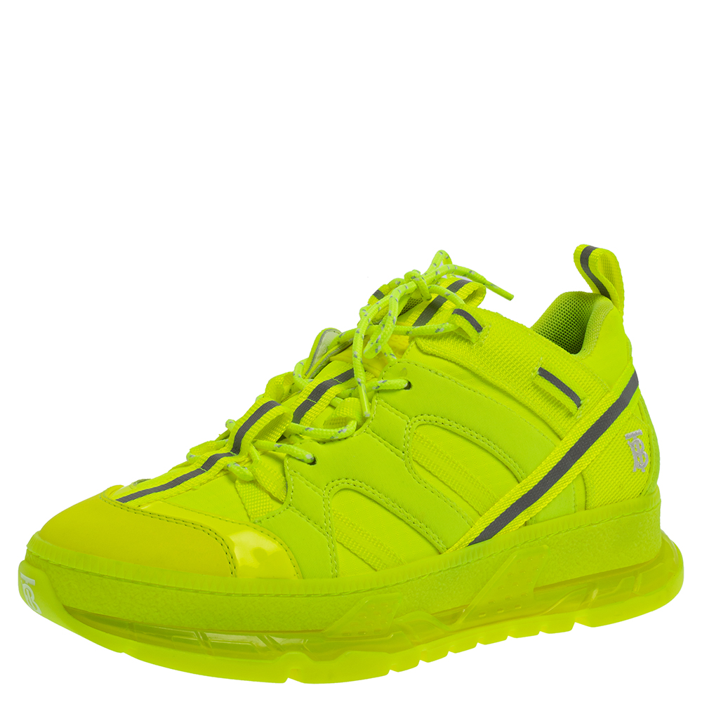 Burberry Fluorescent Yellow Nylon And Polyamide Union Low Top Sneakers Size 40