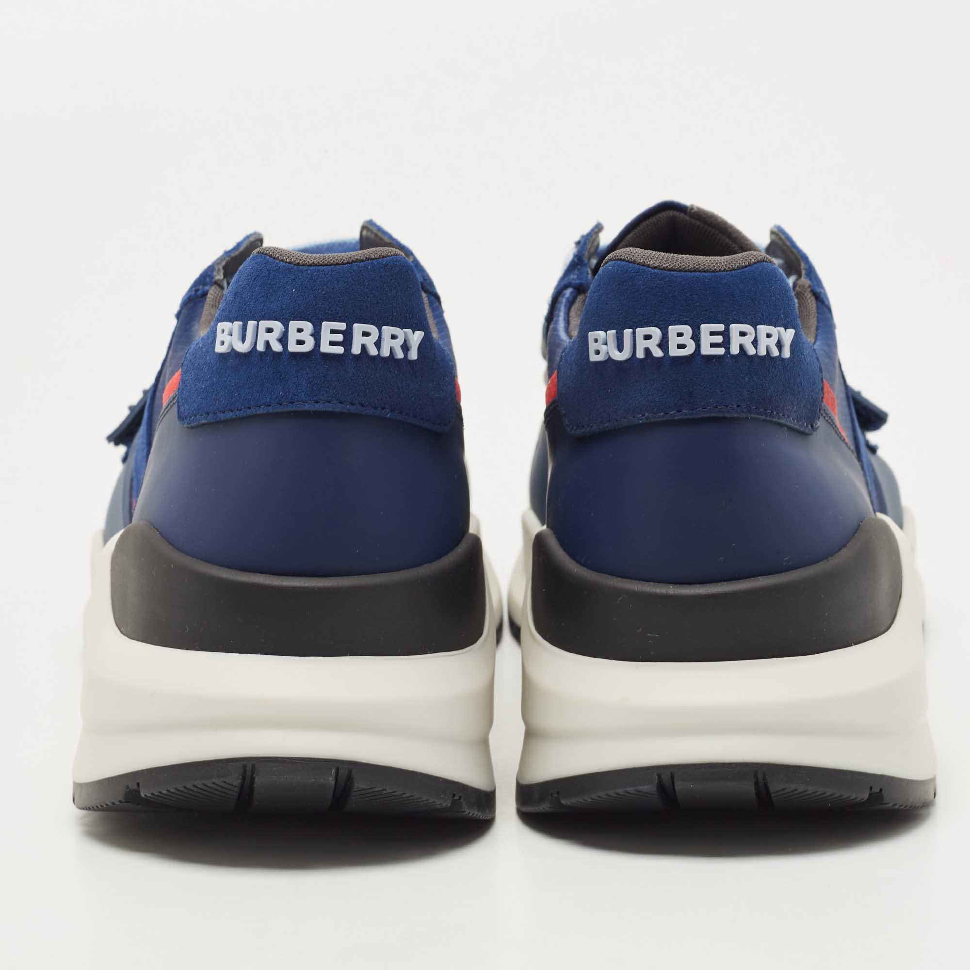 Burberry Blue Suede Panelled Sneakers Size 44