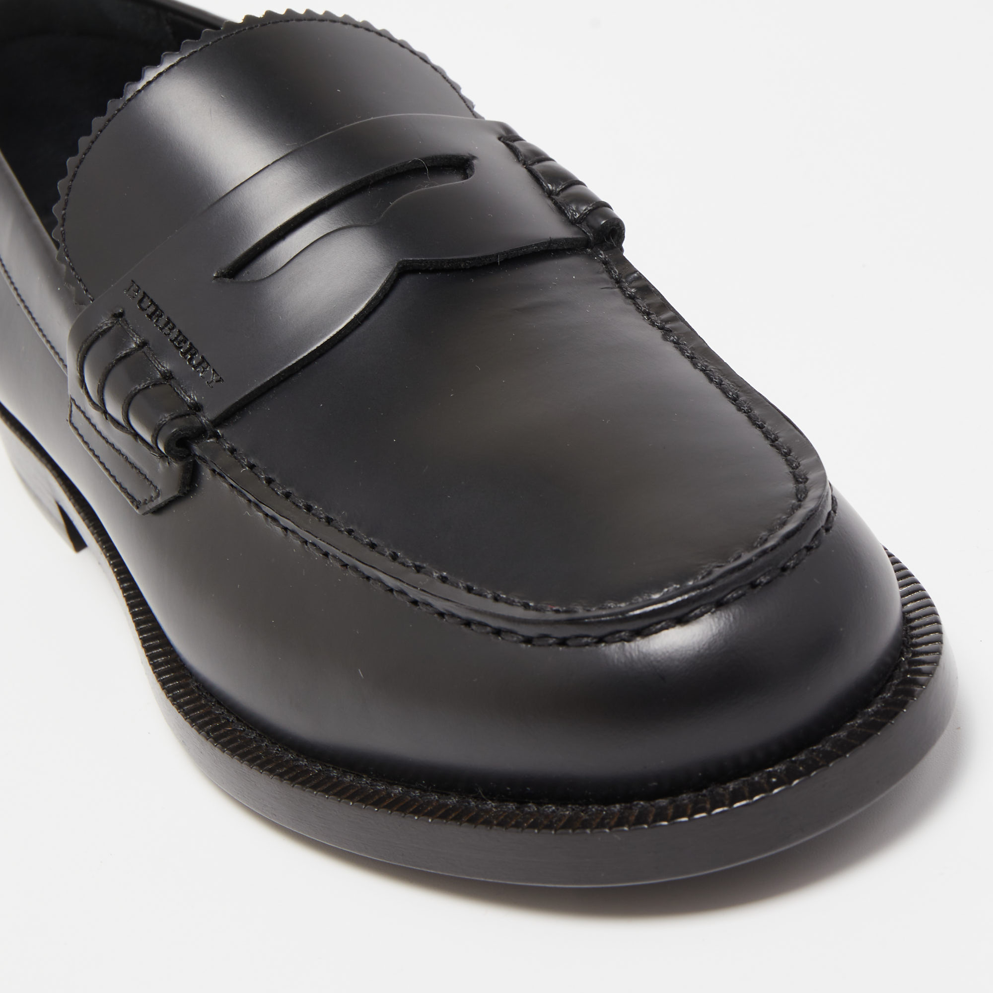 Burberry Black Leather Bedmont Penny Loafers Size 39.5