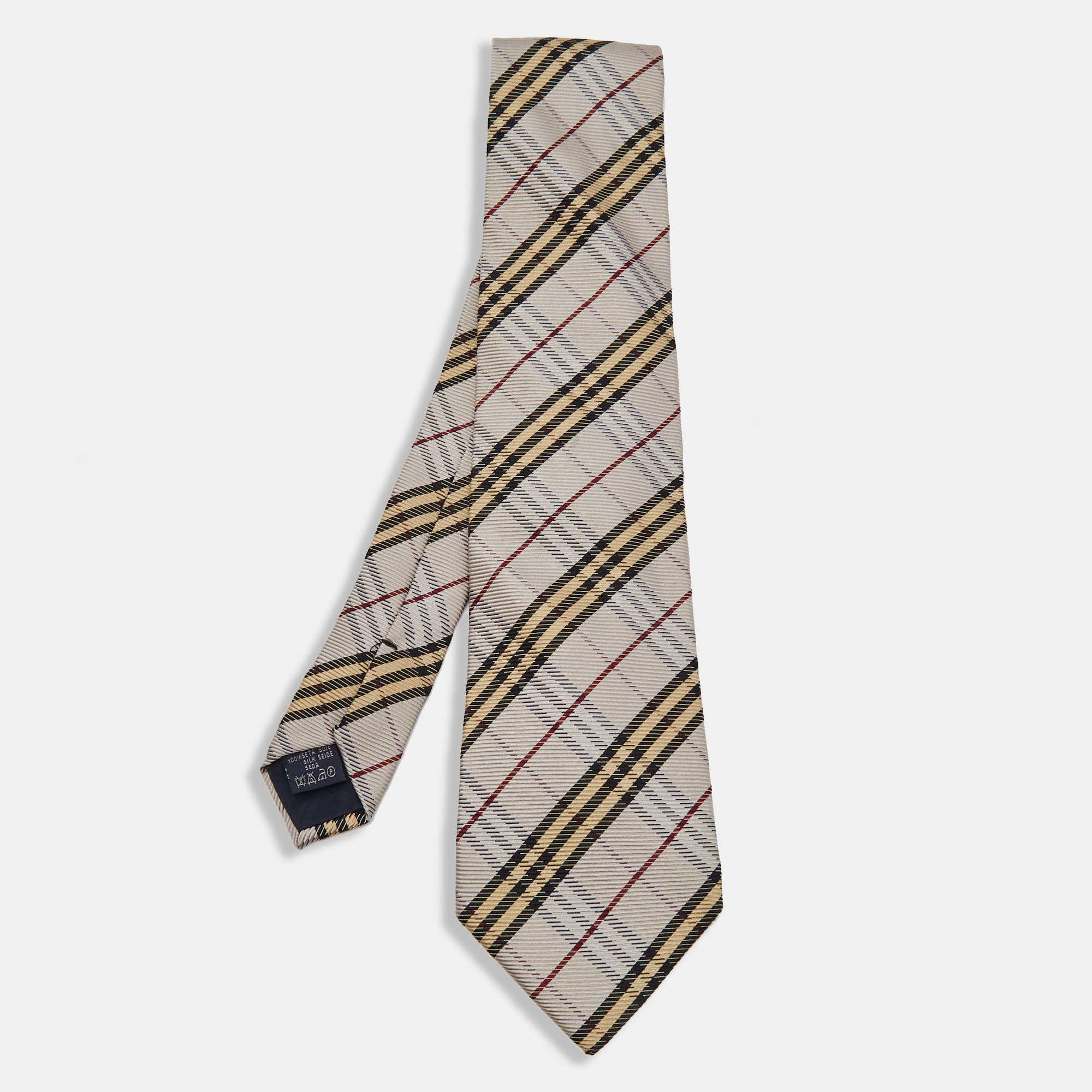 Burberry Grey Checkered Silk Jacquard Tie