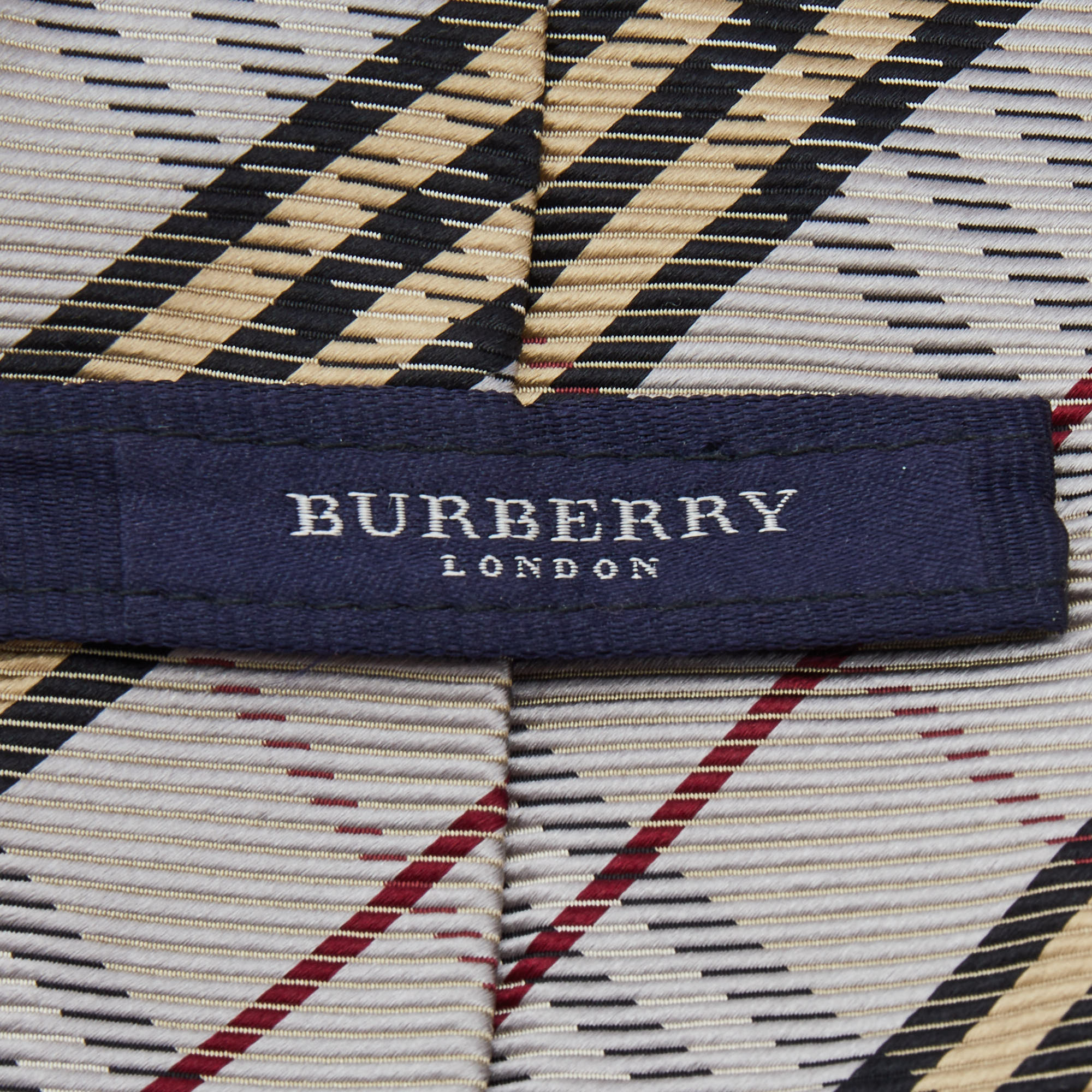 Burberry Grey Checkered Silk Jacquard Tie