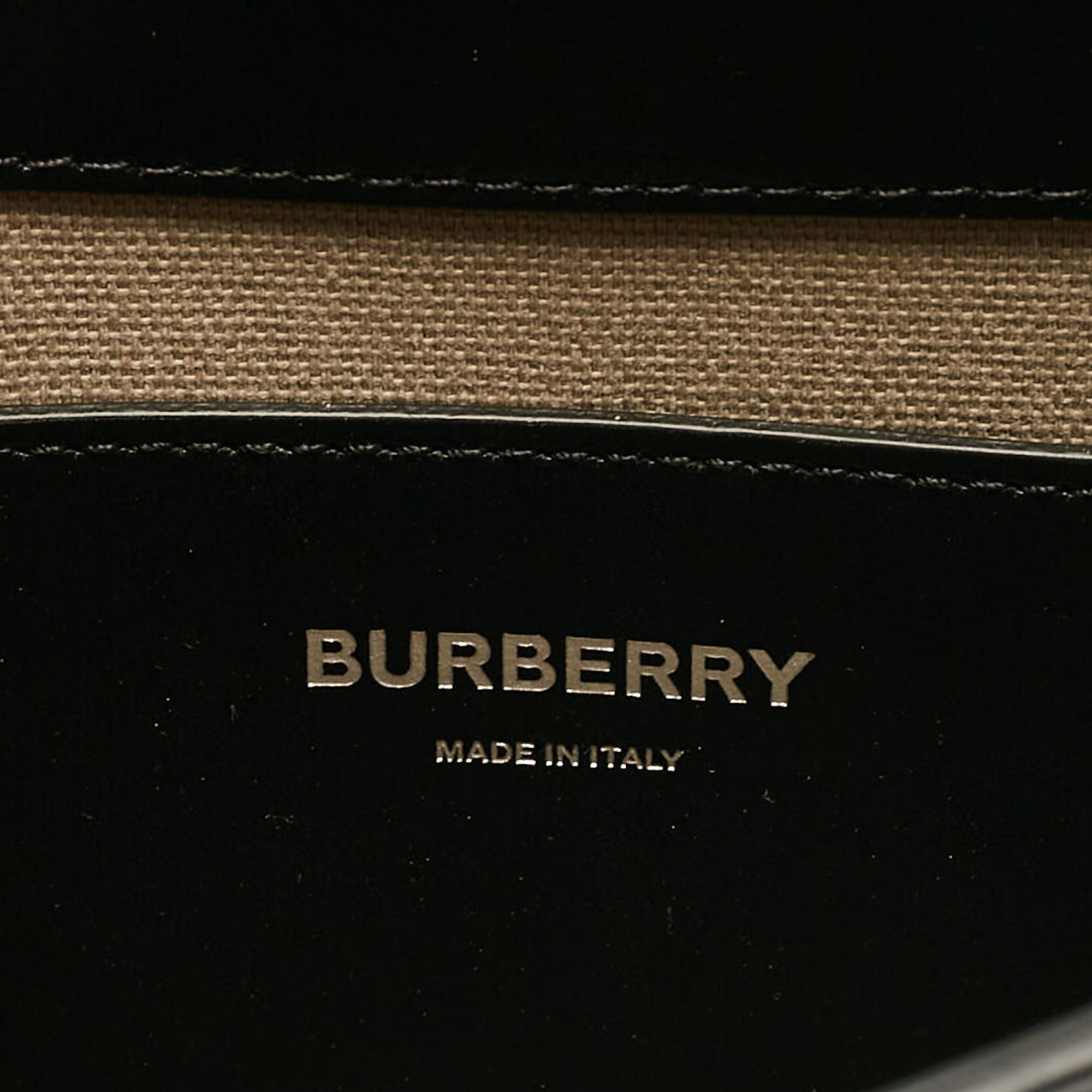 Burberry Black TB Embossed Leather Messenger Bag