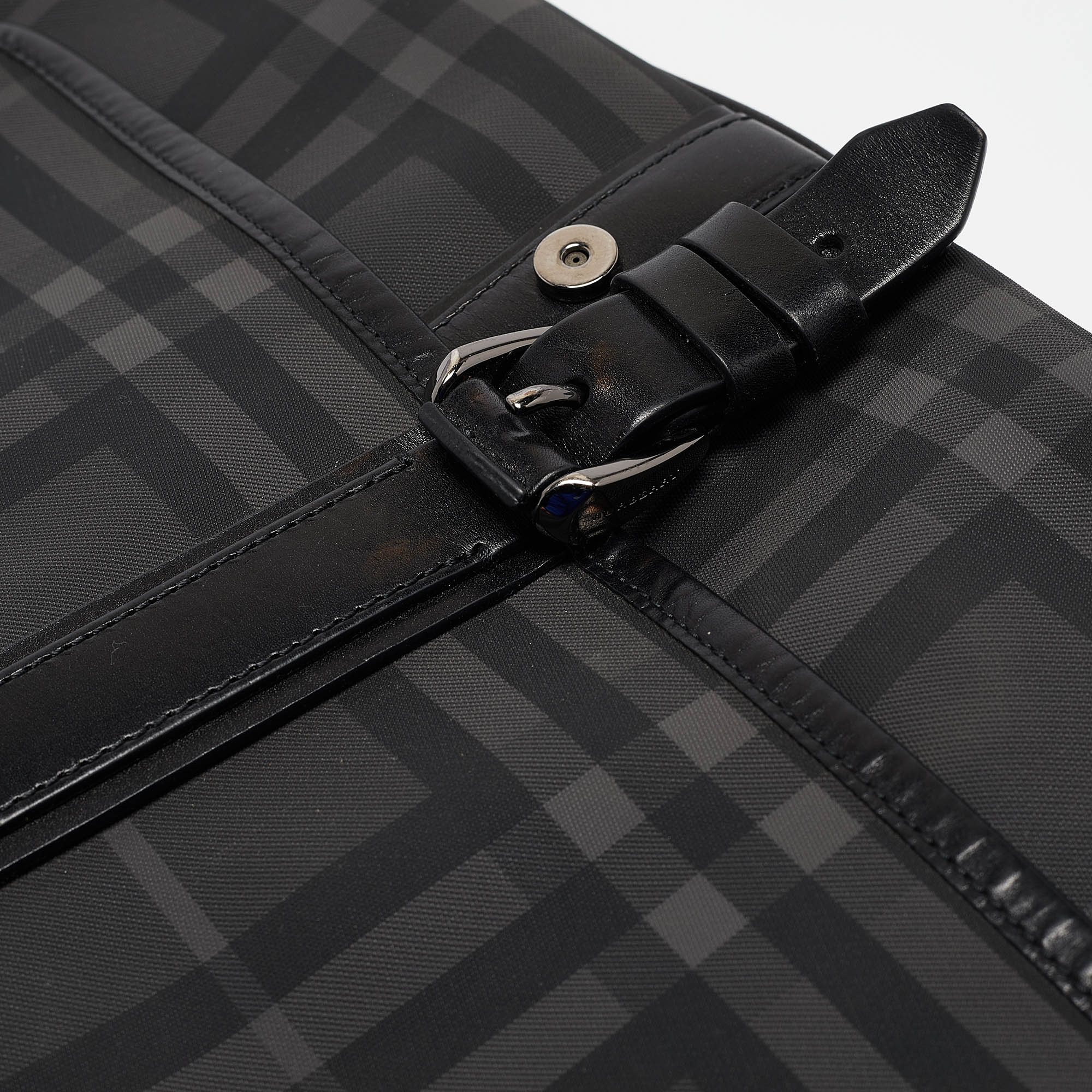 Burberry Black House Check PVC And Leather Messenger Bag