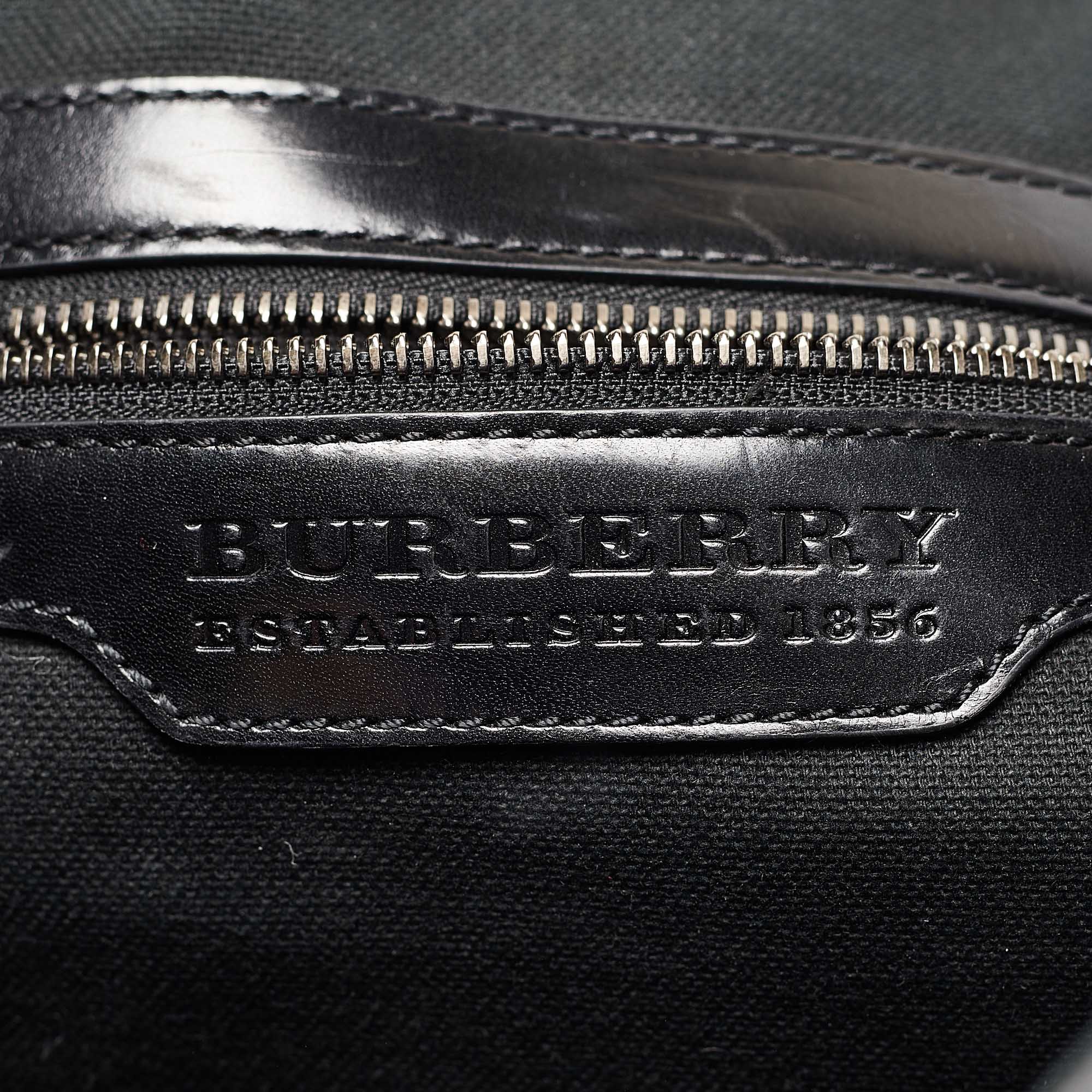 Burberry Black House Check PVC And Leather Messenger Bag