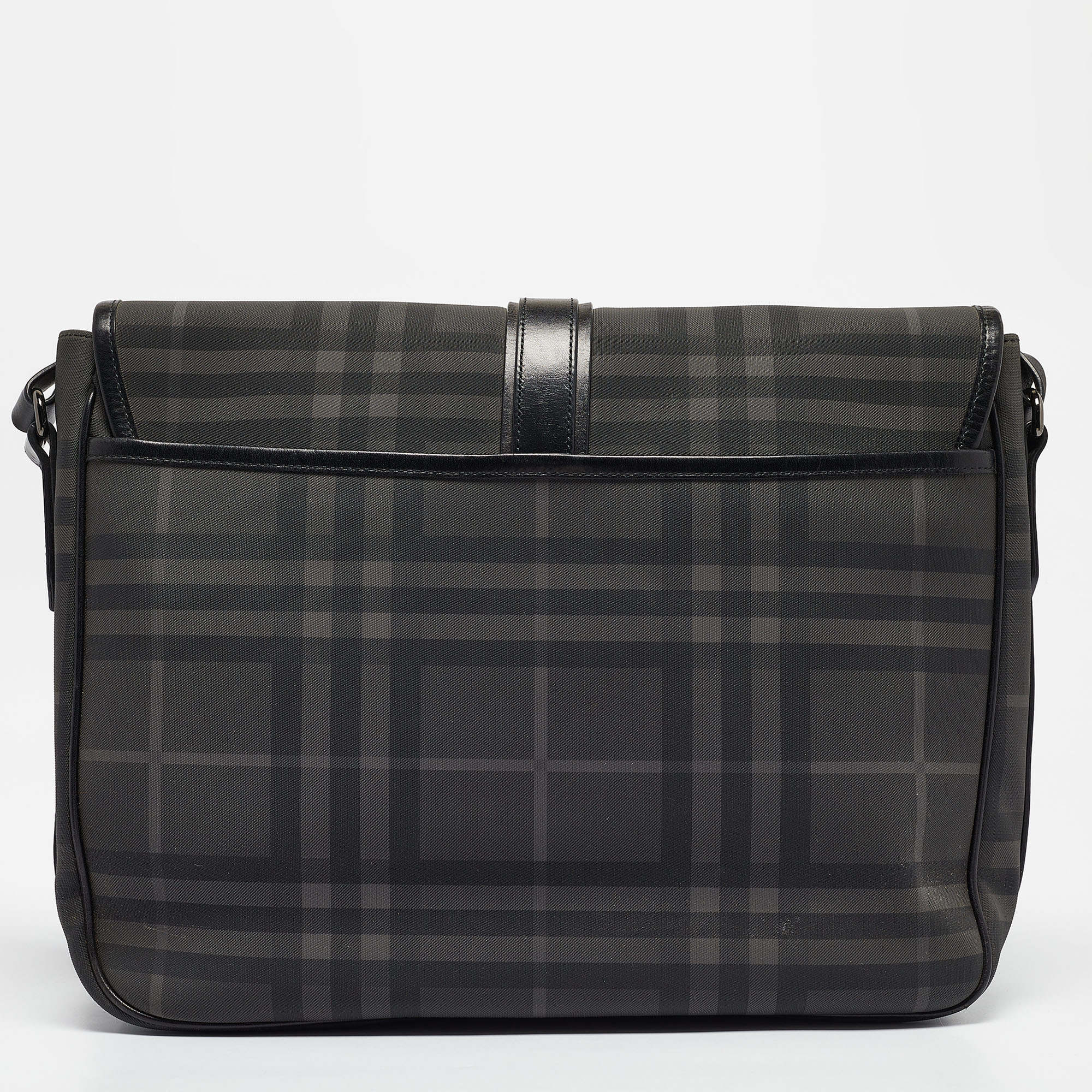 Burberry Black House Check PVC And Leather Messenger Bag