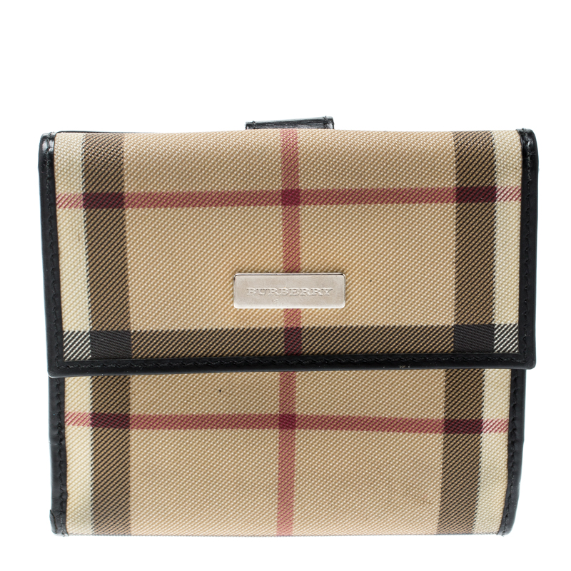 Image of Burberry Beige House Check PVC Bifold Wallet