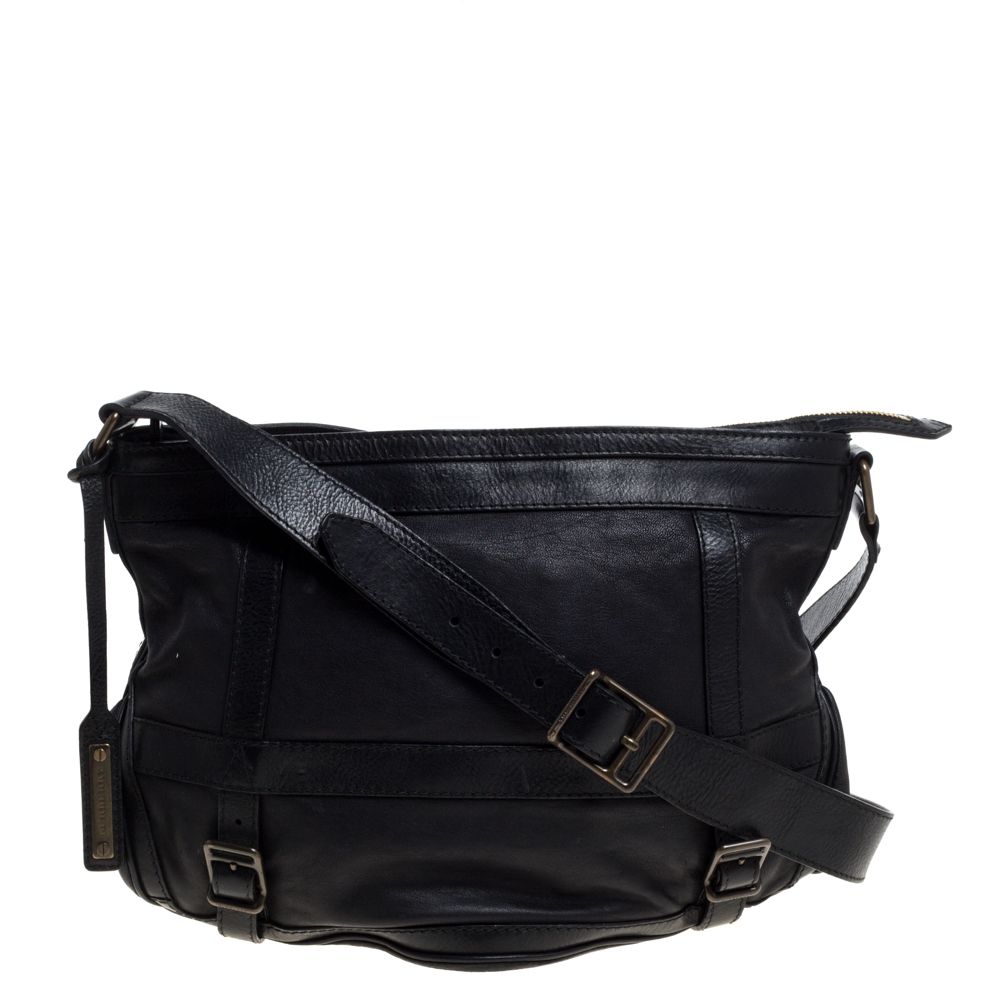 Image of Burberry Black Leather Messenger Bag