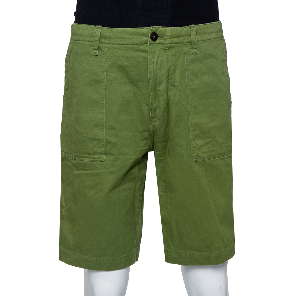 Burberry Brit Green Denim Cargo Pocket Detail Shorts XL