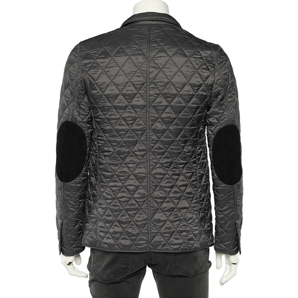 Burberry Charcoal Grey Quilted Synthetic Jacket M