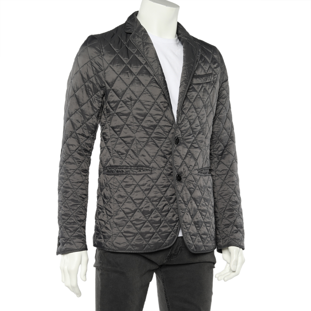 Burberry Charcoal Grey Quilted Synthetic Jacket M