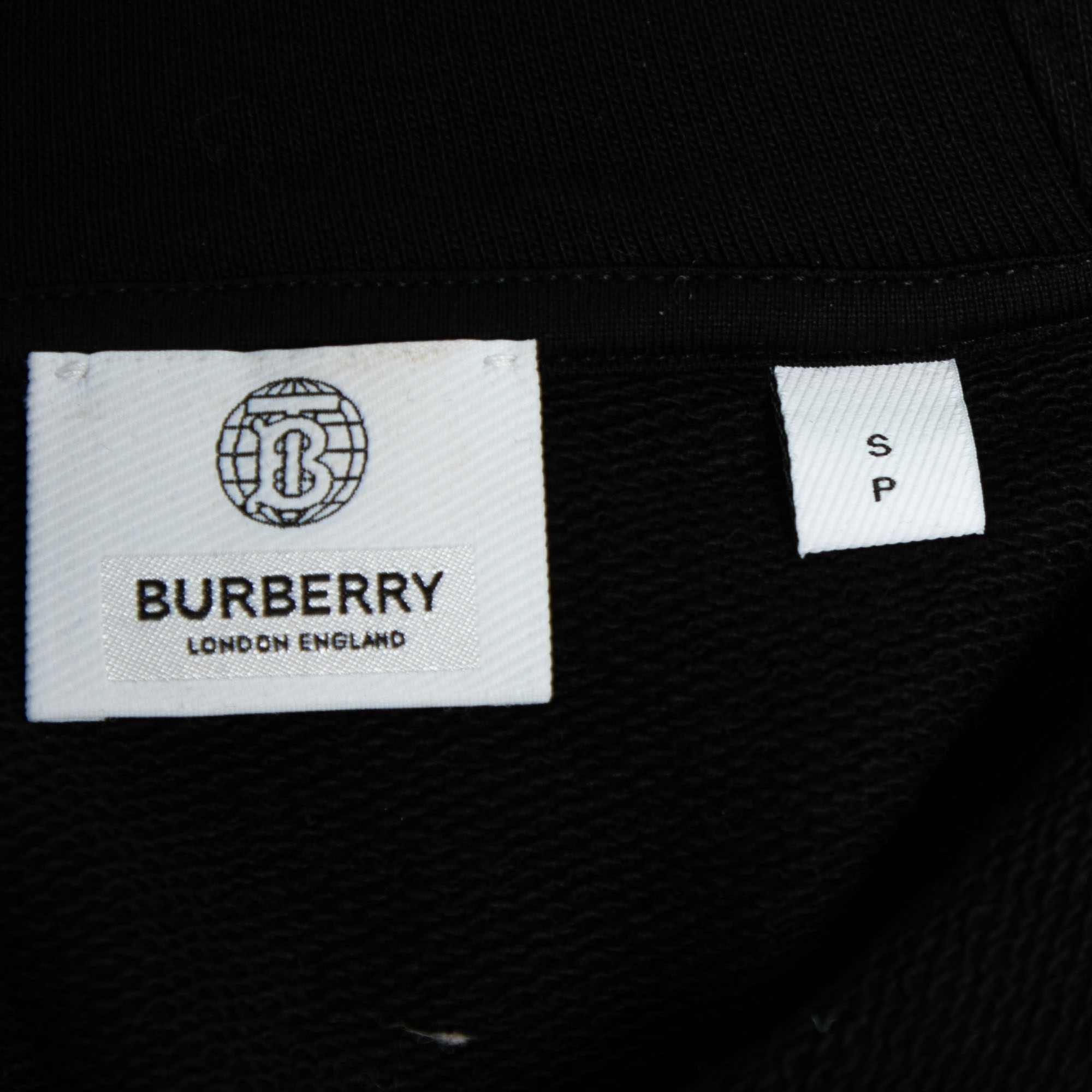 Burberry Black Love Print Cotton Zip Front Hooded Jacket S