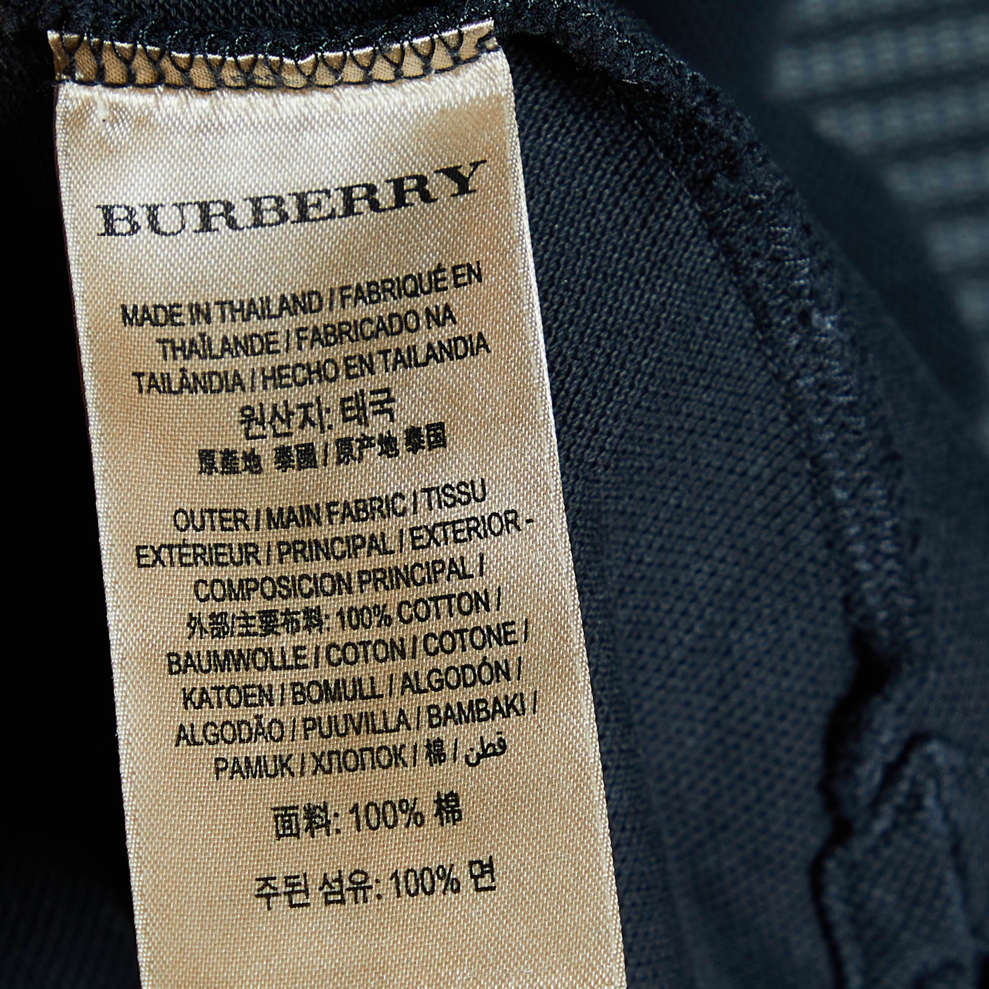 Burberry Black Cotton Pique Polo T-Shirt L