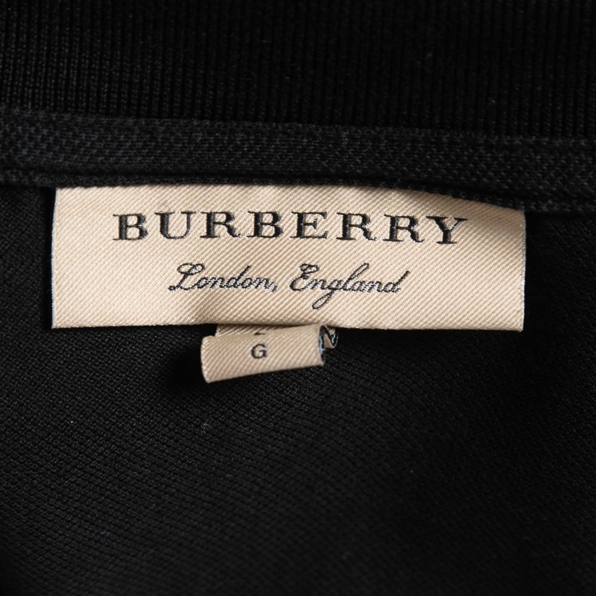 Burberry Black Cotton Pique Polo T-Shirt L