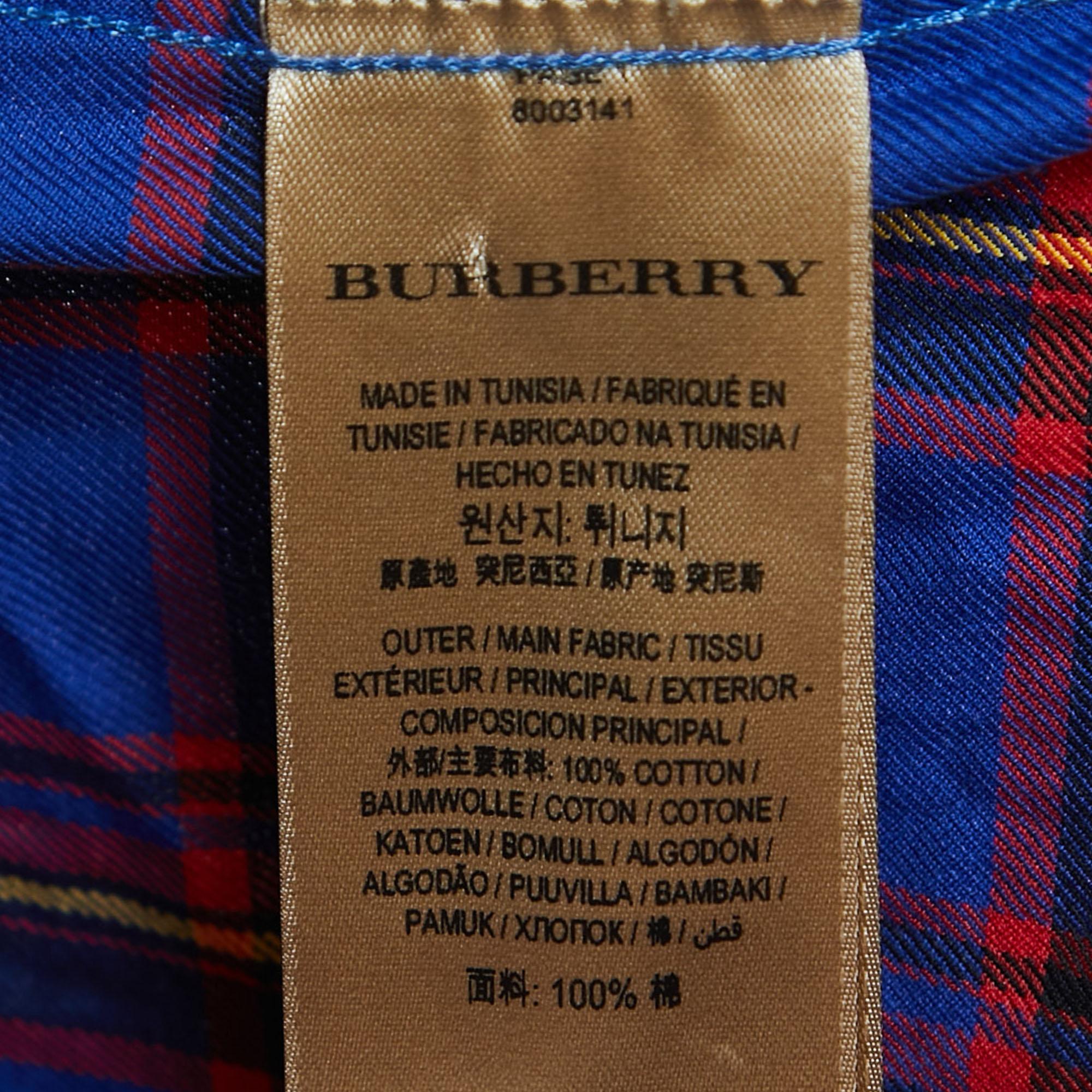 Burberry Blue Checked Cotton Pocket Detail Shirt M