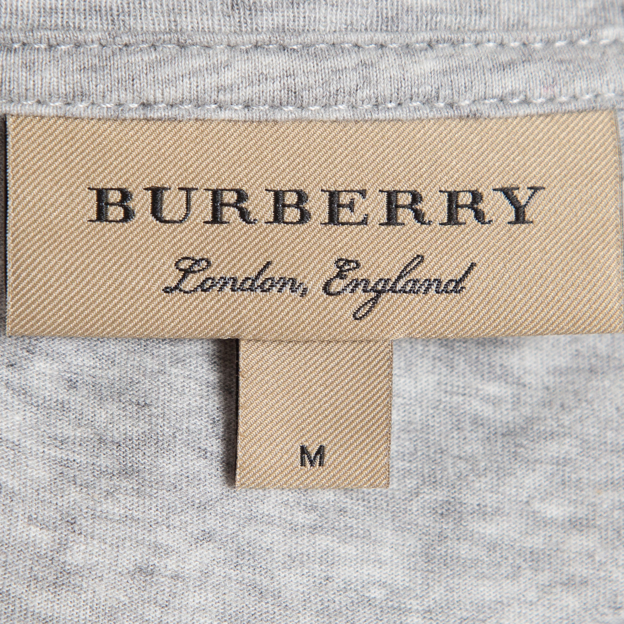 Burberry Grey Embellished Creature Motif Cotton Crew Neck T-Shirt M
