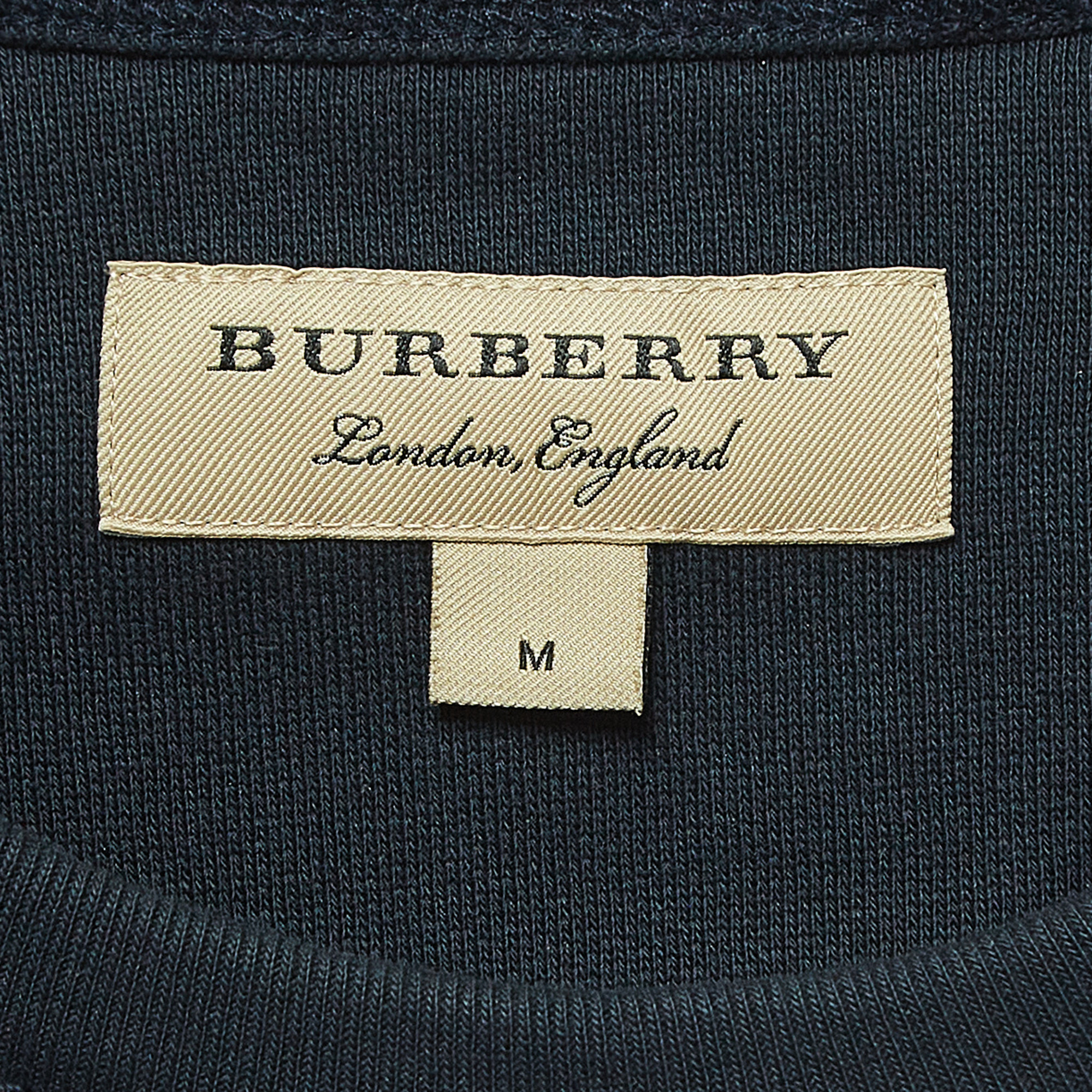 Burberry Navy Blue Cotton Embroidered Sweatshirt M
