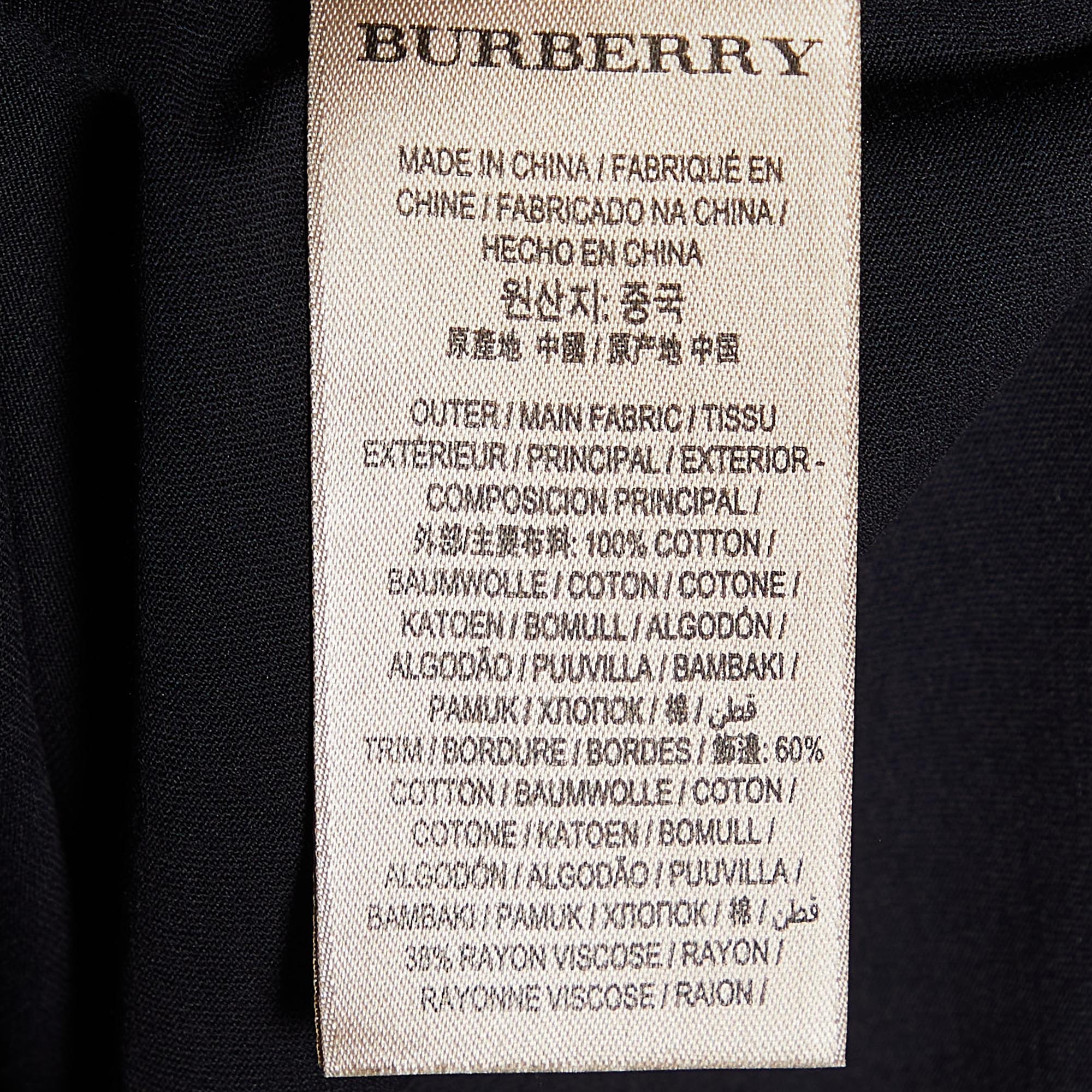 Burberry Black Cotton Sleeve Detail Crew Neck T-Shirt XL