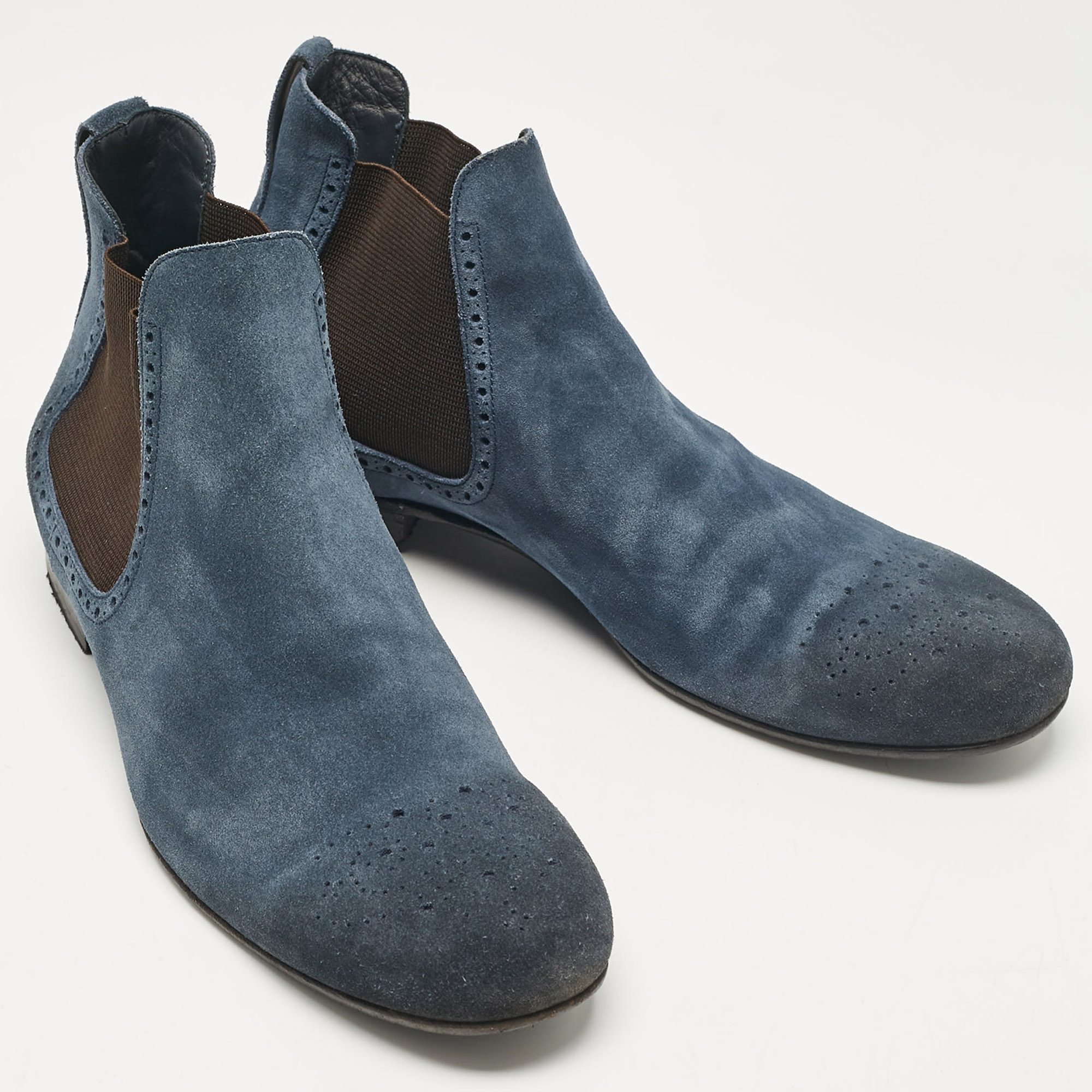 Burberry Blue Suede Ankle Length Boots Size 45