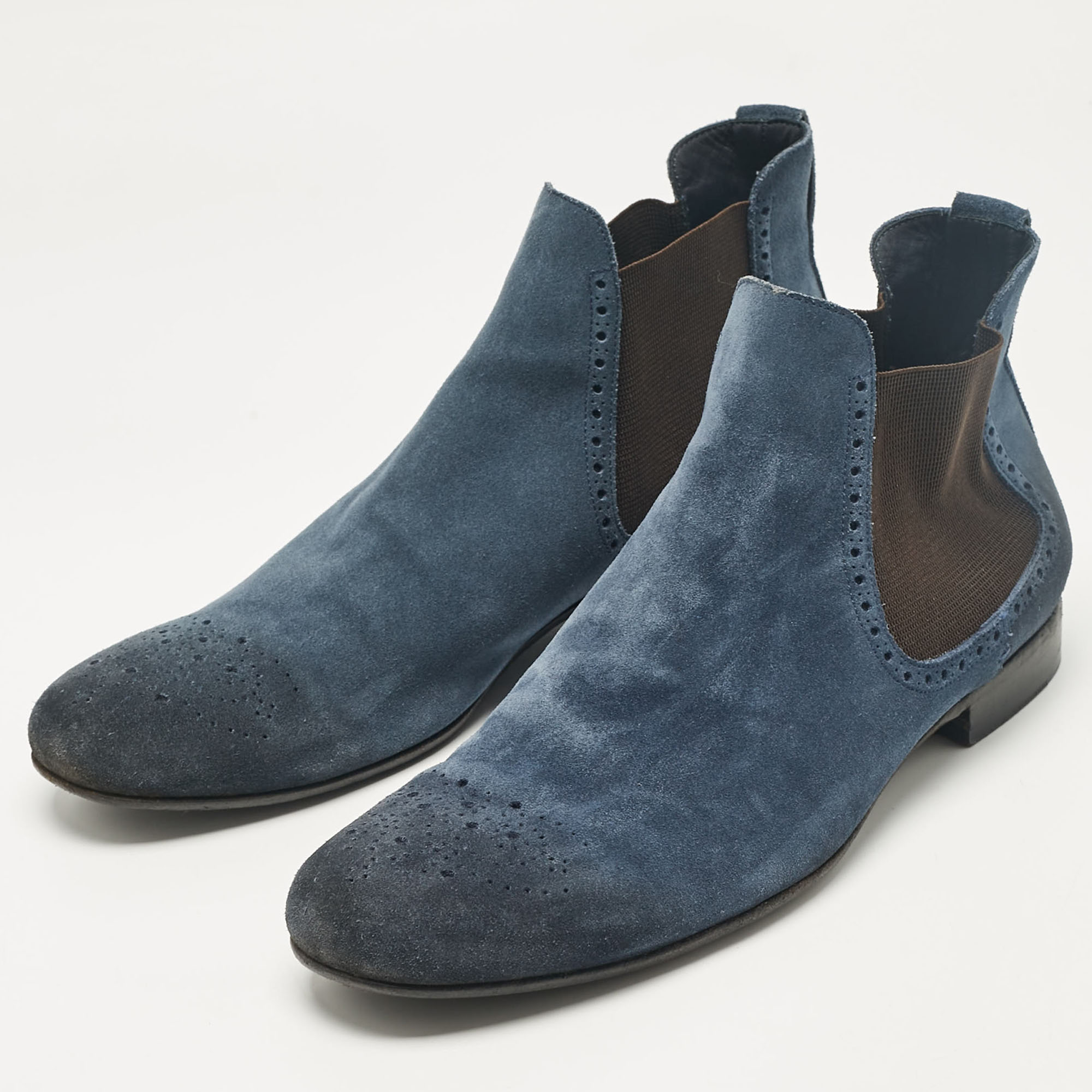 Burberry Blue Suede Ankle Length Boots Size 45