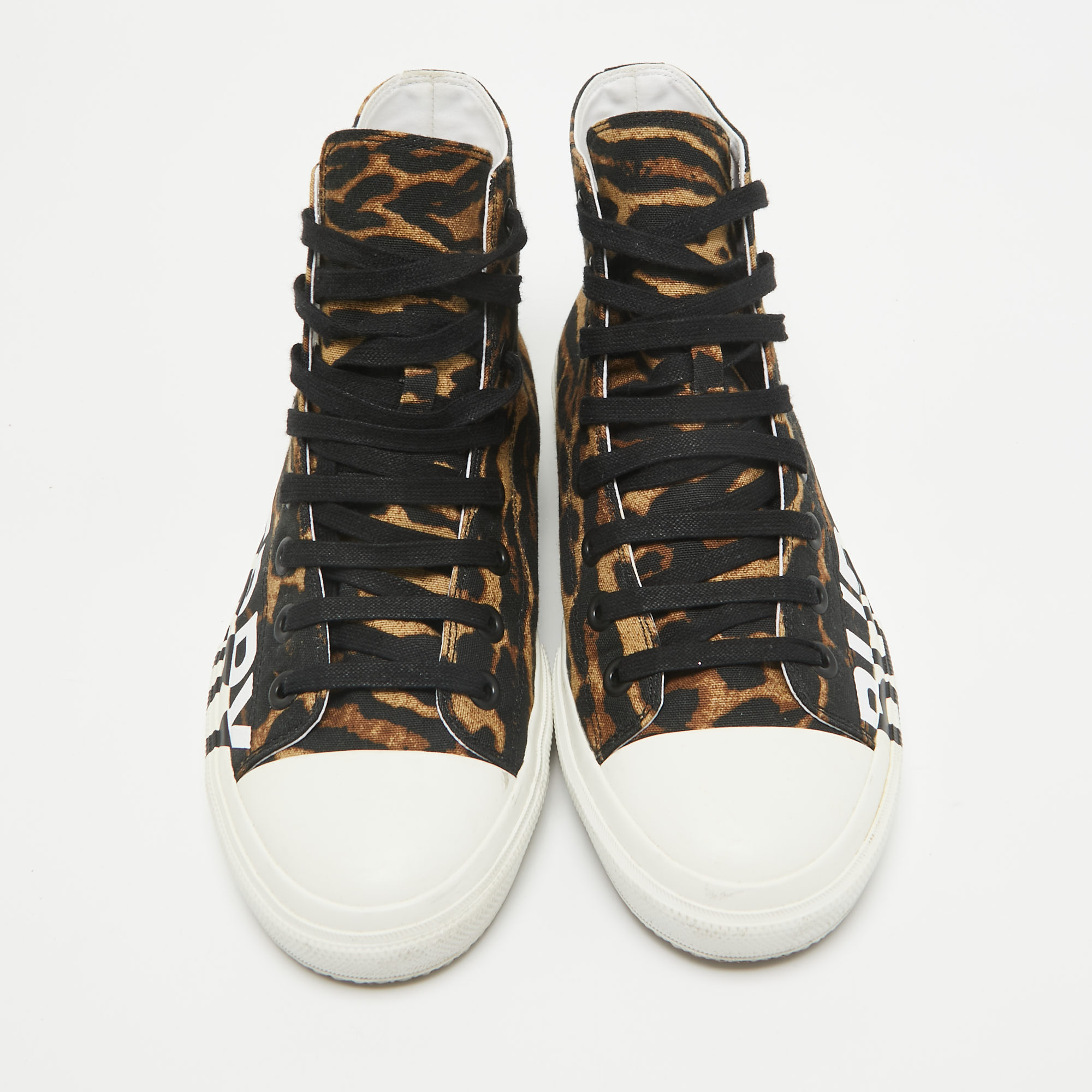 Burberry Brown Canvas High Top Sneakers Size 41