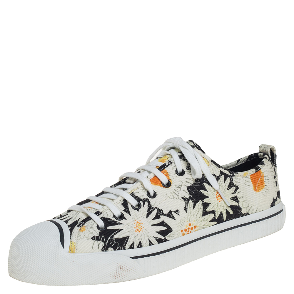 Burberry Black Floral Print Canvas Kingly Low Top Sneakers Size 46